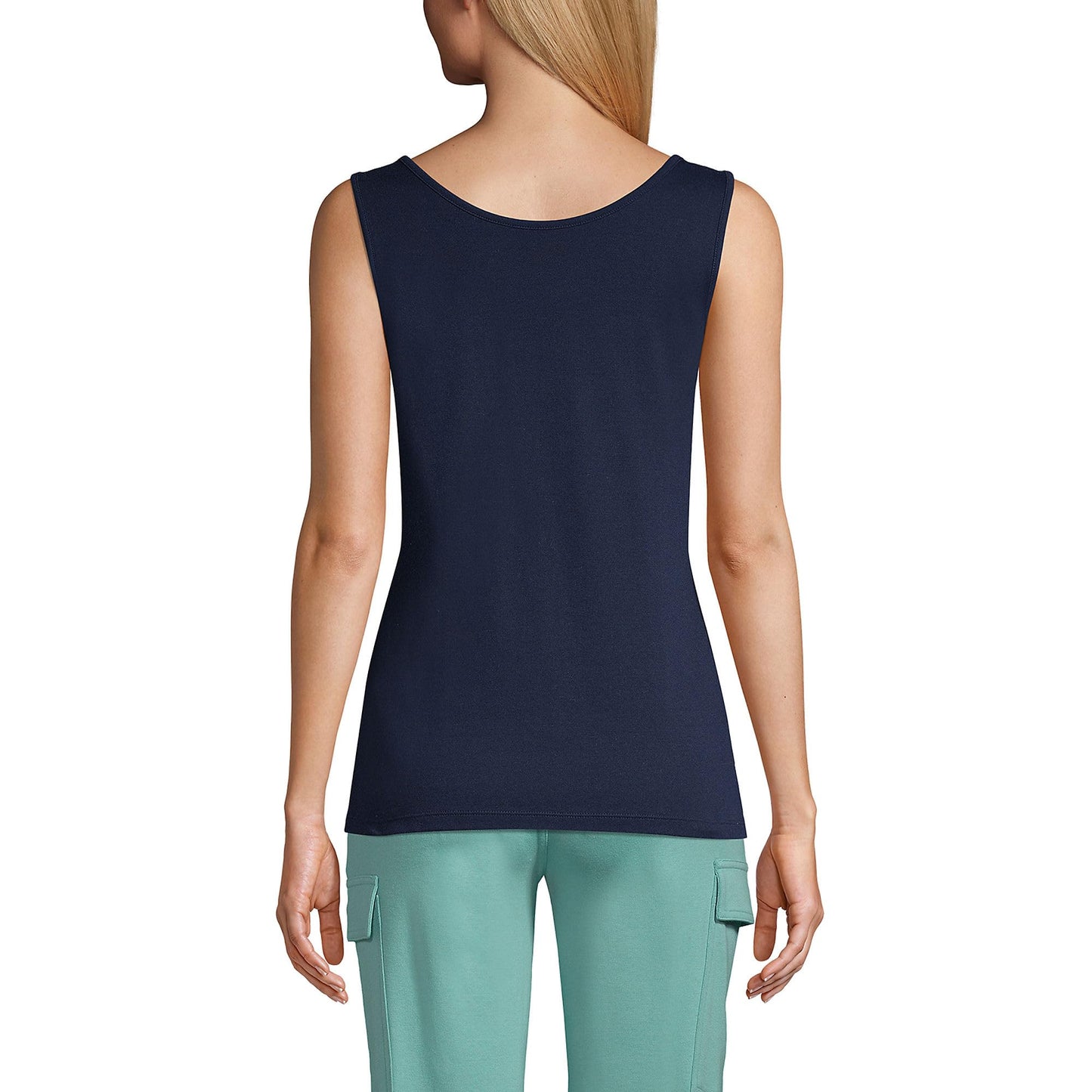 Lands' End Womens Cotton Tank Top Radiant Navy Tall Medium
