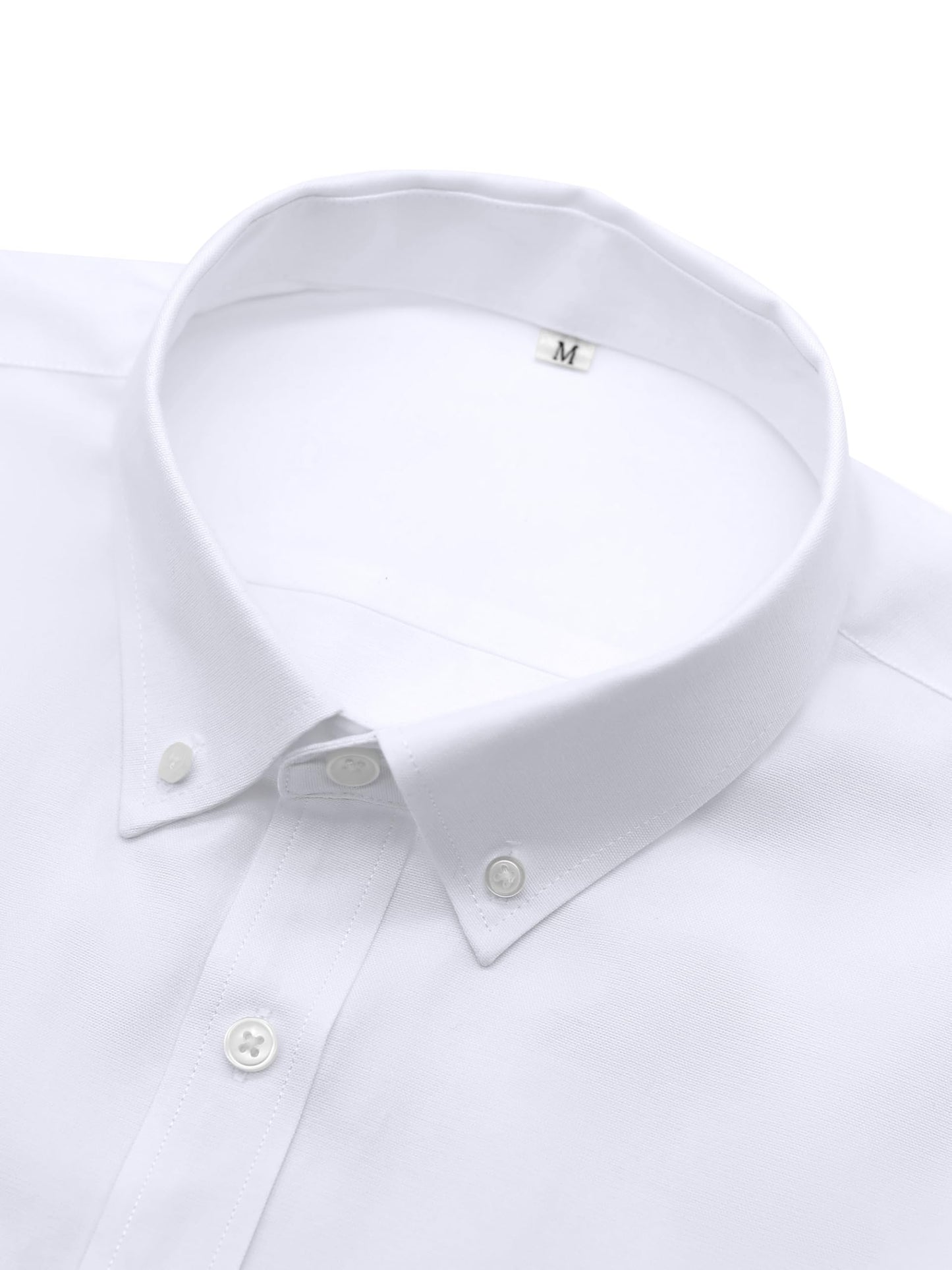 GIANZEN White Dress Shirt Mens Button Down for Men Collar Slim Fit Long Sleeve Shirts Men's Oxford Business Casual White Size L Tall