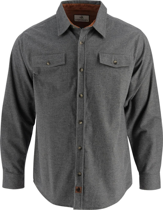 Legendary Whitetails Men's Big & Tall Flannel Shirt Long Sleeve Button Down Relaxed Fit, Charcoal Heather