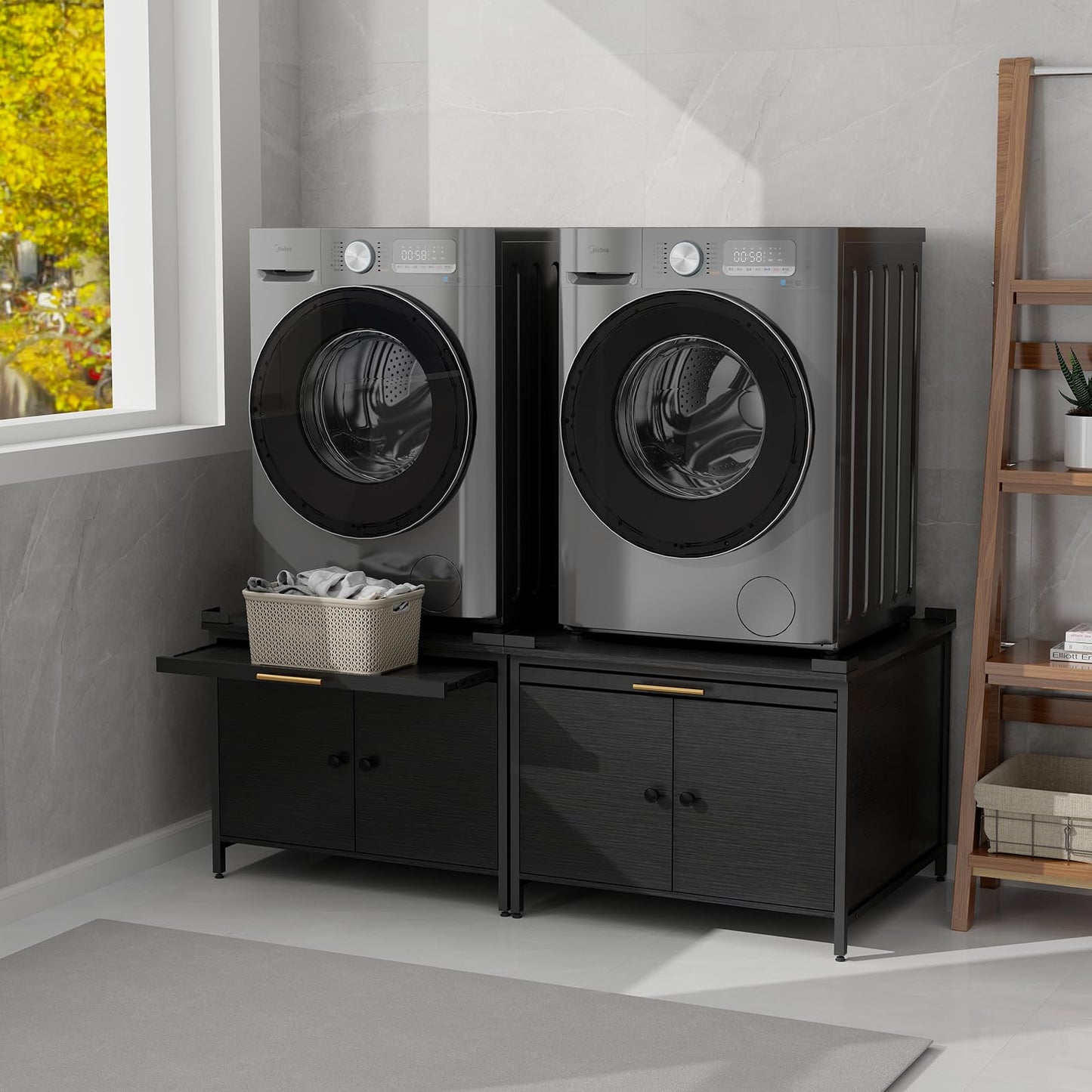 2 Pack Laundry Pedestal for Washer and Dryer, Heavy Duty 29" Universal Washing Machine Stand with Adjustable Feet and 4 Panel Corner, 700LB Capacity, Fit Anti-Vibration Design, Set of 2