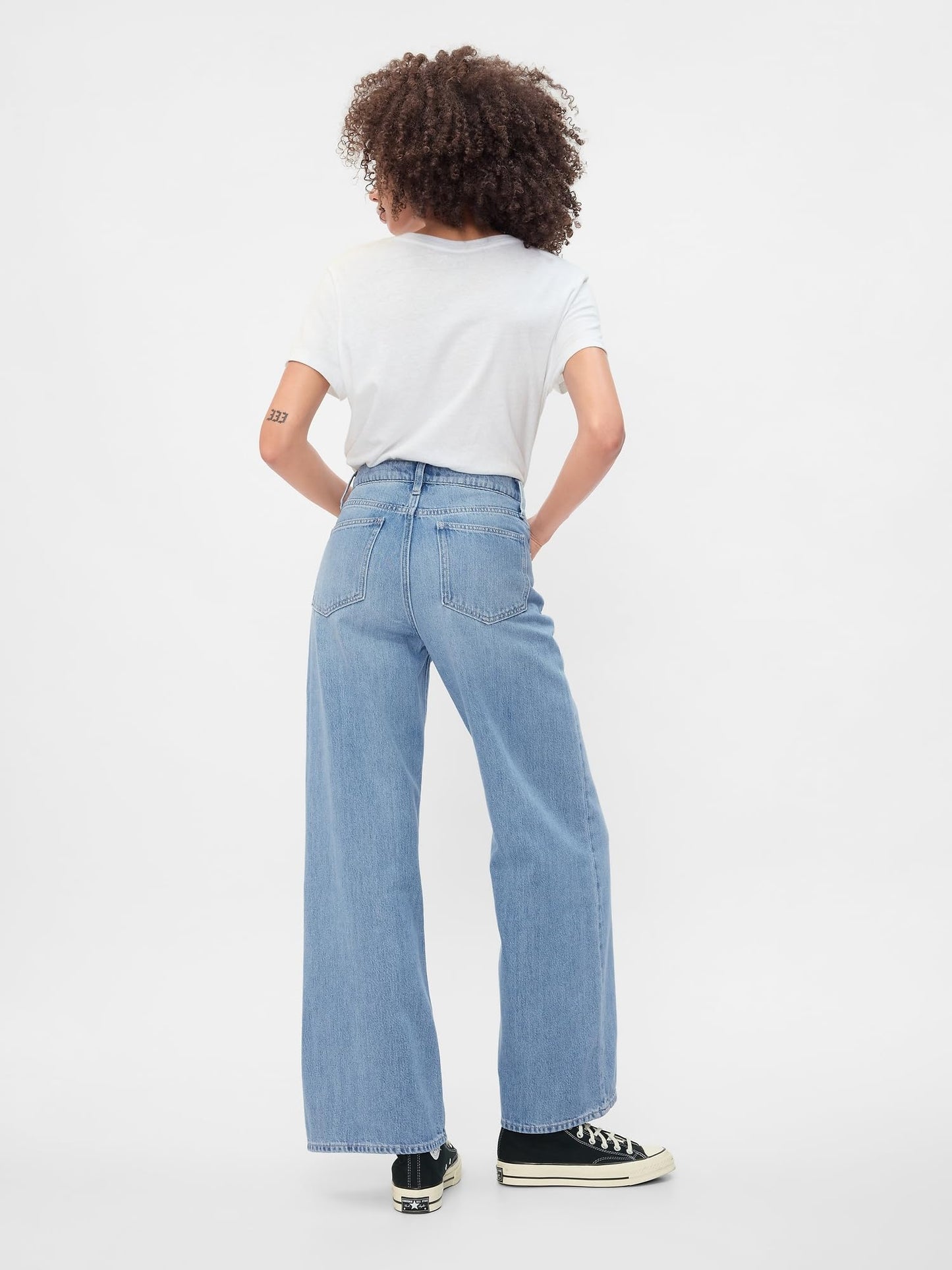 GAP Womens High Rise Wide Leg Jeans Light Bergie 27 Long