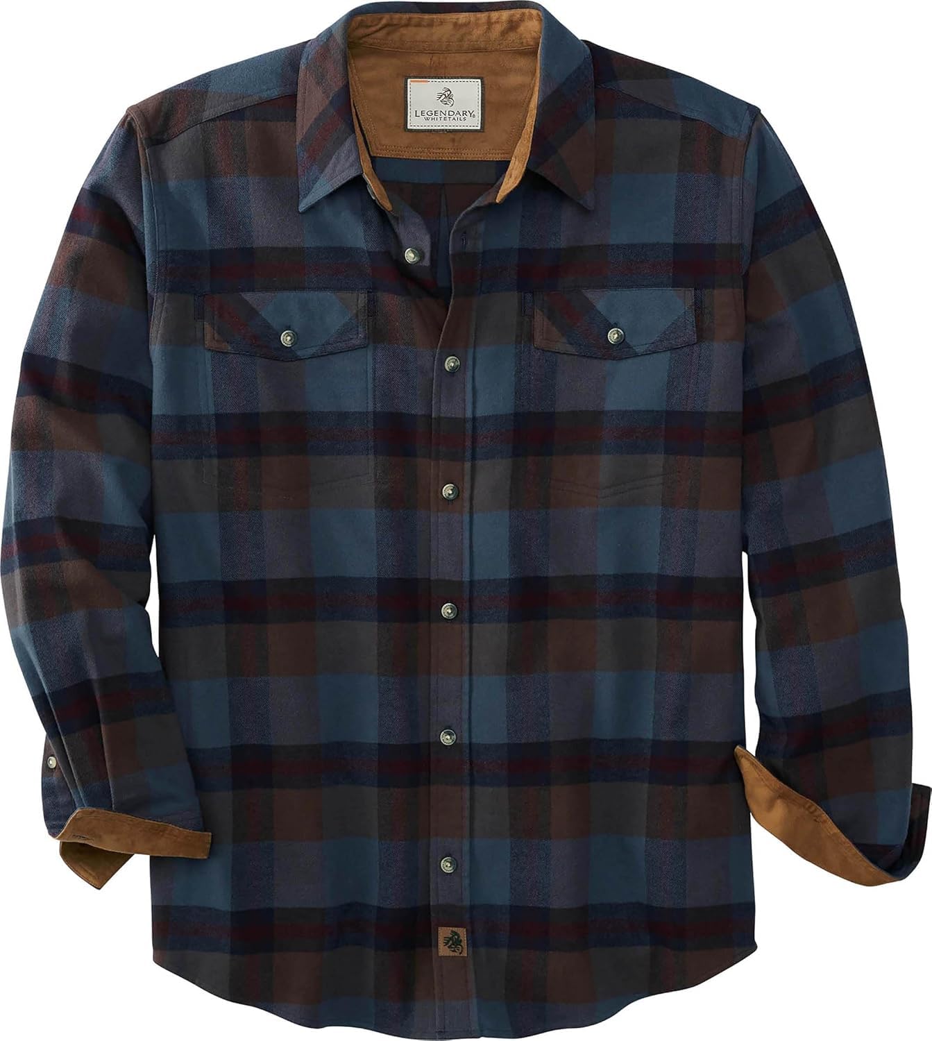 Legendary Whitetails Mens Flannel Shirt Long Sleeve Button Down Relaxed Fit, Cobalt Carbon Plaid, 3XT