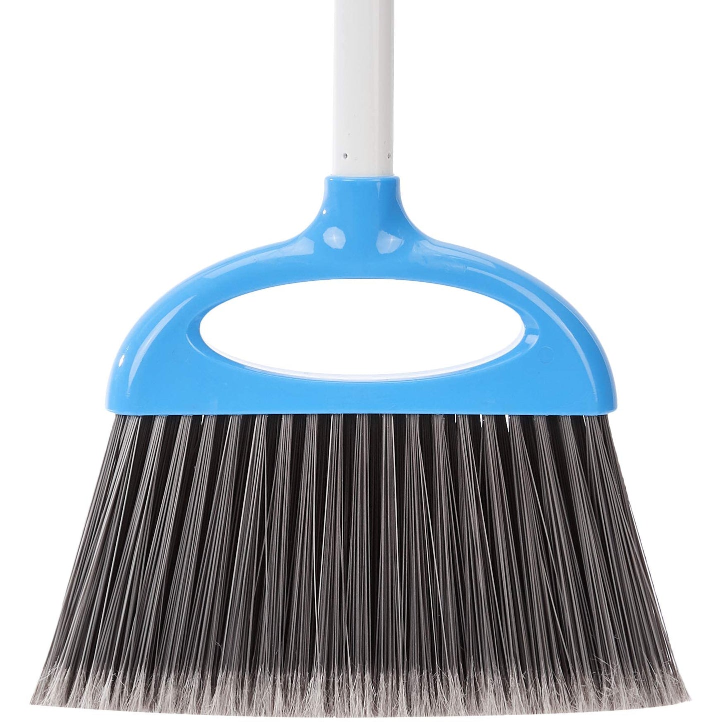 Amazon Basics Dustpan Broom Set with Easy Assembly and Long Handle, Blue and White