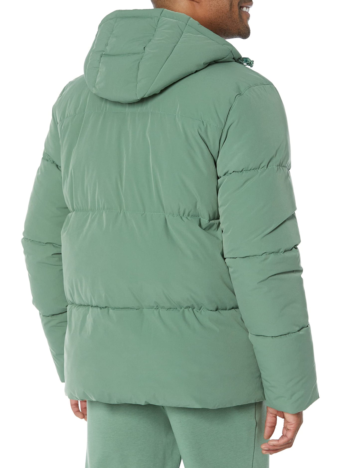 Amazon Essentials Men's Mid-Length Hooded Puffer Coat (Available in Big & Tall), Sage Green, 6X-Large Big Tall