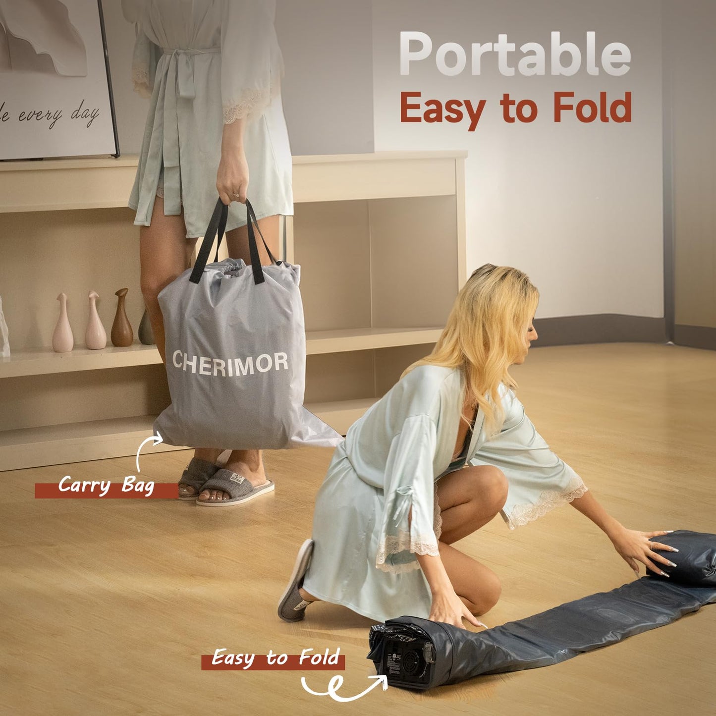 CHERIMOR California King Size Air Mattress with Built in Pump, 18" Luxury Thick Inflatable Blow up Mattress for Guests & Home, Fast Self-Inflating Air Bed with Carry Bag for Camping