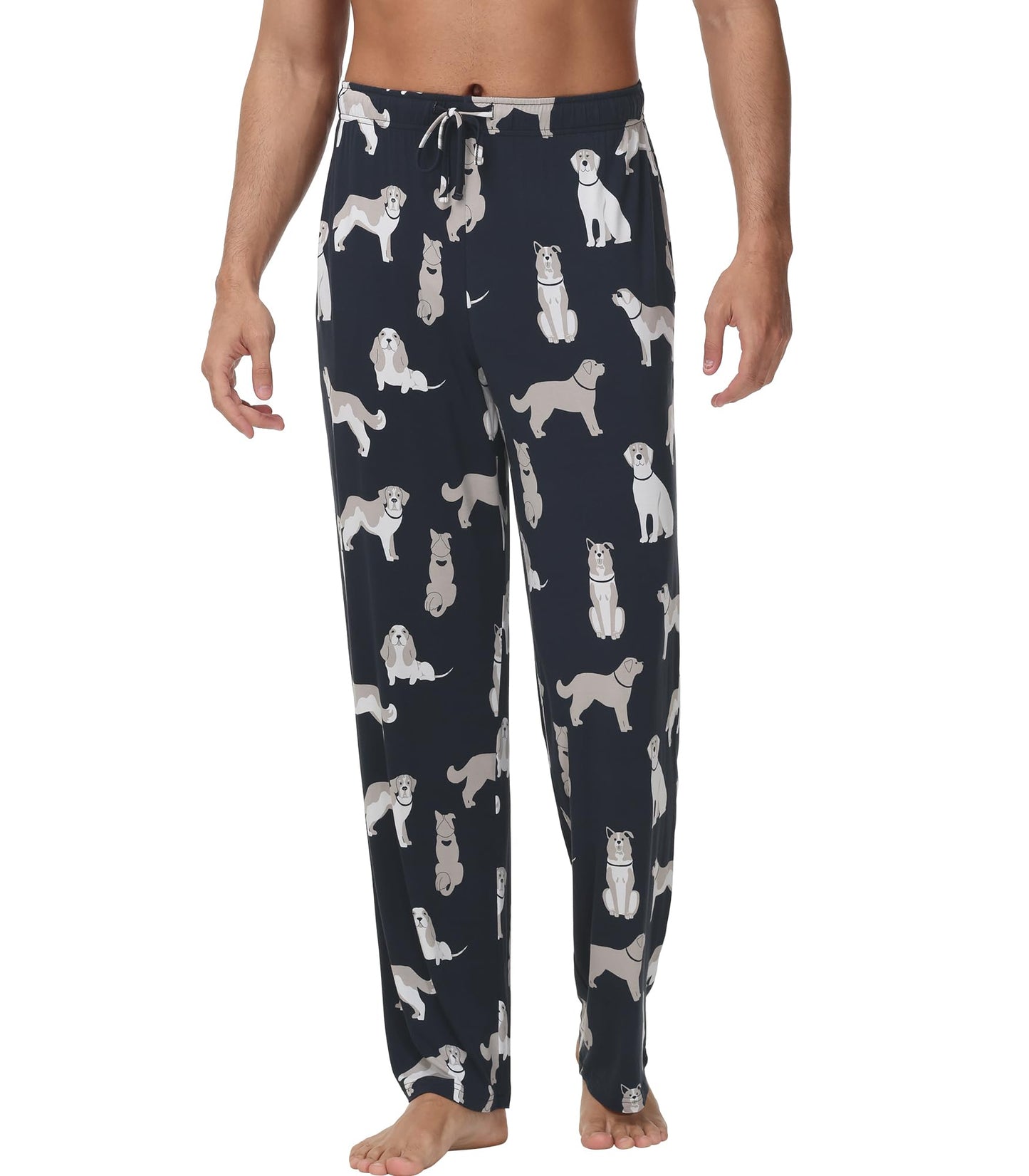 WiWi Bamboo Viscose Pajama Pants for Men Tall Sleep Bottoms Big Warm Long Pj Lightweight Lounge Sweatpants S-XXL, Dog, XX-Large