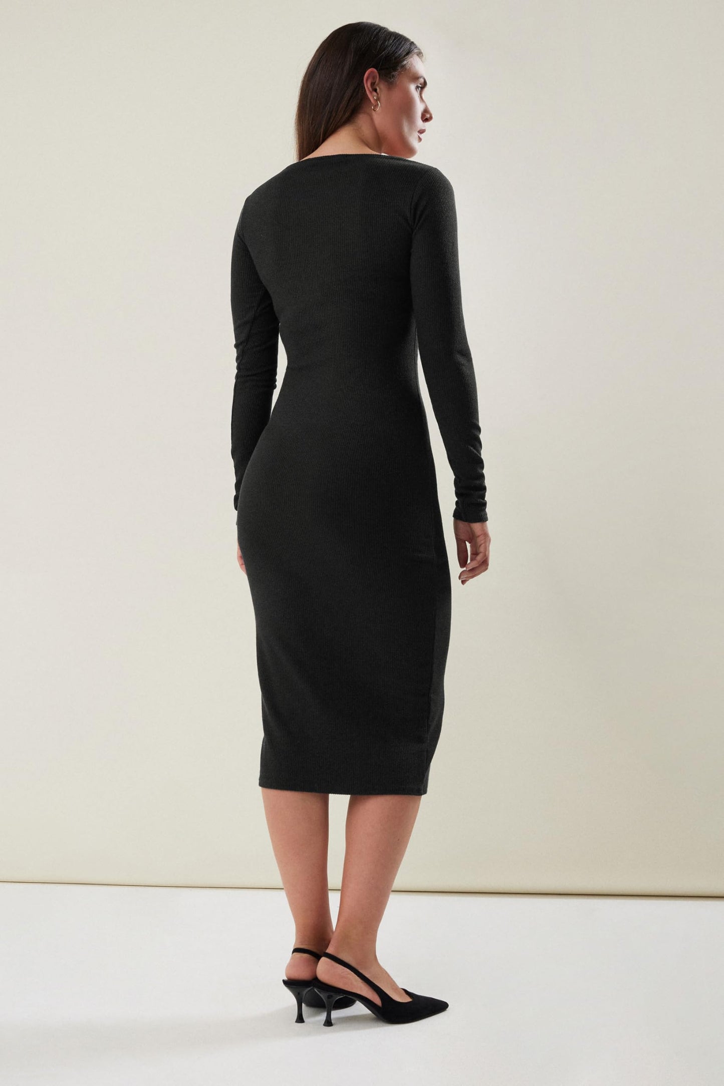 Long Tall Sally LTS Tall Square Neck Bodycon Midi Dress Black 16