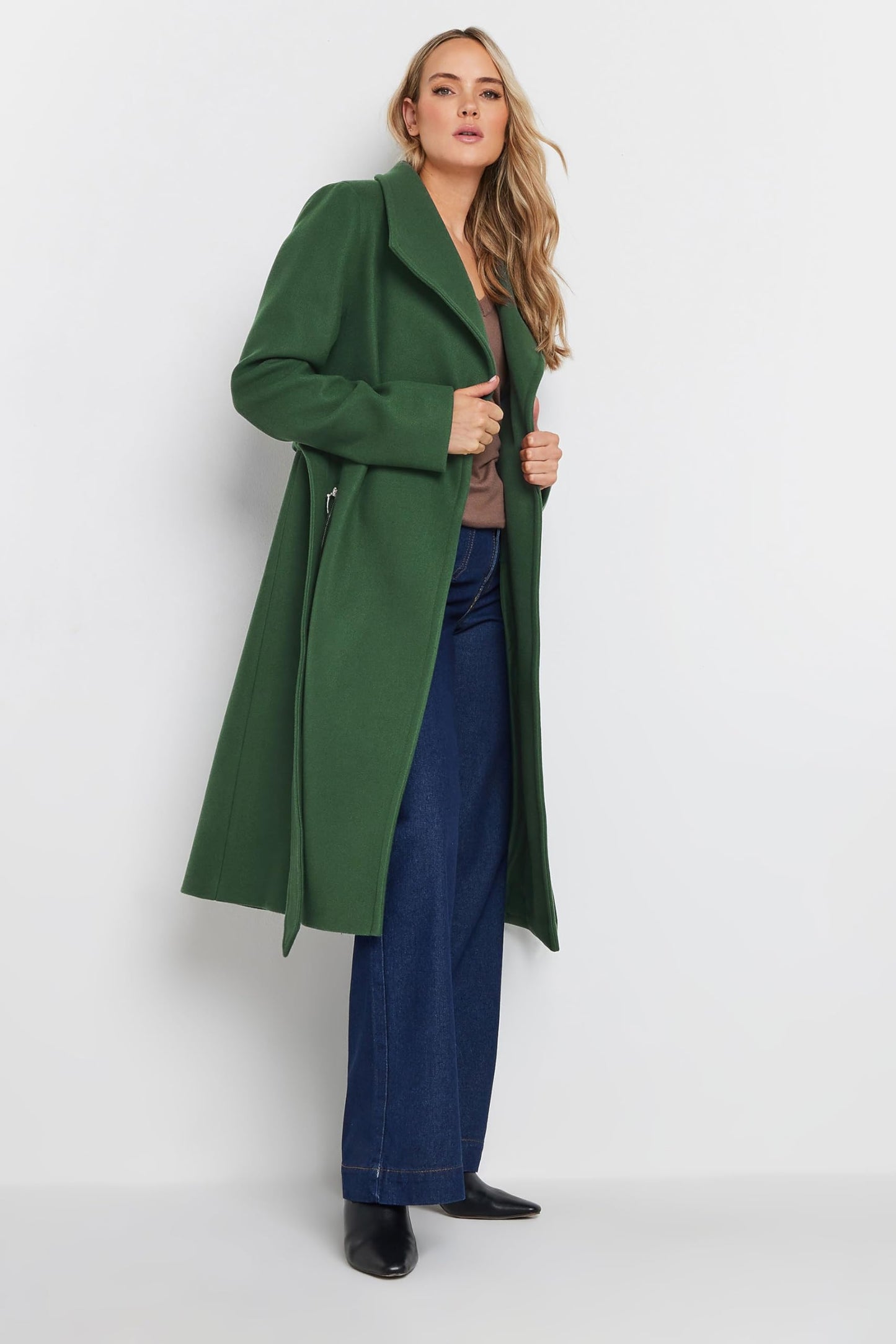 Long Tall Sally Lts Tall Belted Wrap Formal Coat Dark Green 16