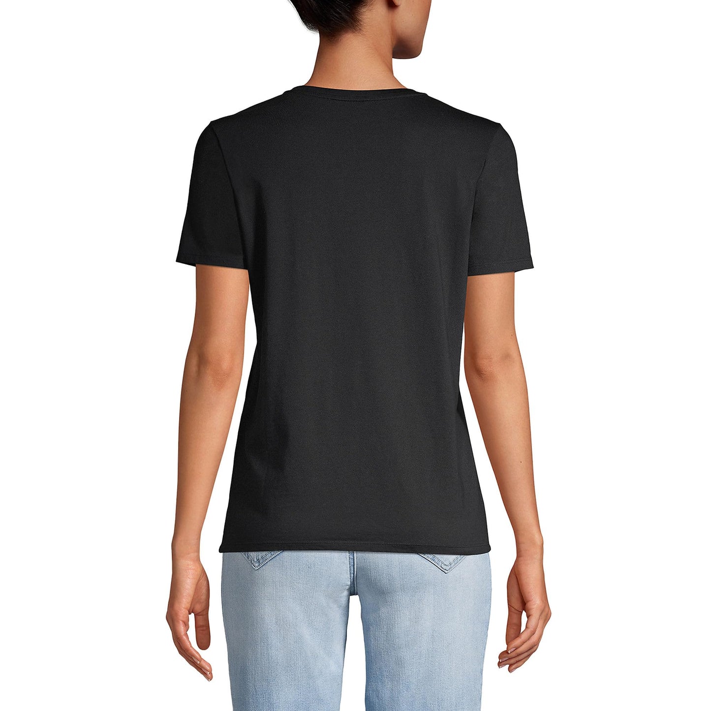 Lands' End Womens Short Sleeve Relaxed Supima Cotton Crew Neck T Shirt Black Tall Medium