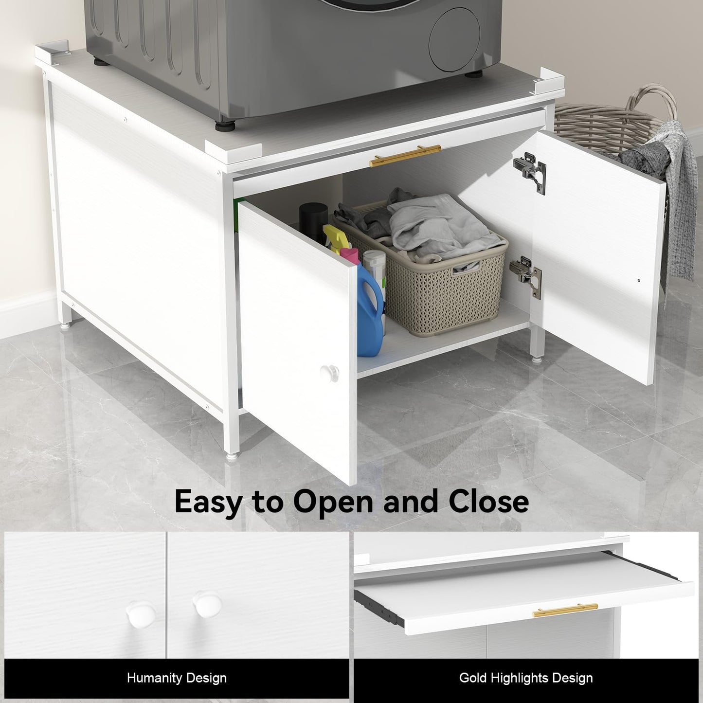 2 Pack Laundry Pedestal for Washer and Dryer, Heavy Duty 29" Universal Washing Machine Stand with Adjustable Feet and 4 Panel Corner, 700LB Capacity, Fit Anti-Vibration Design, White, Set of 2