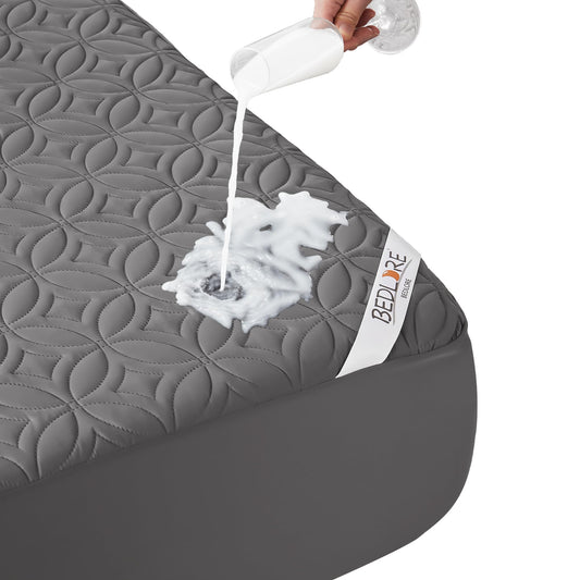 BEDLORE Waterproof Mattress Protector, California King Size Mattress Pad with Deep Pocket 6"-18" Depth, Soft Noiseless Dirt-Proof Bed Mattress Cover Washable for Home, Bedroom, Hotel (Gray)