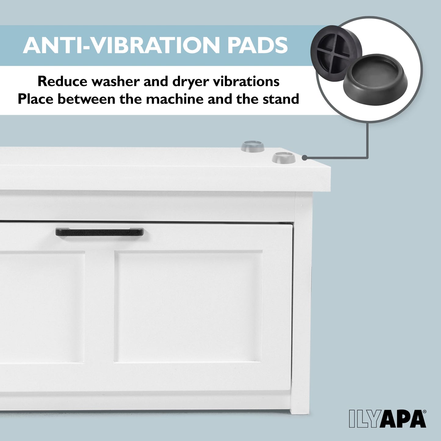 Ilyapa Washer and Dryer Stand - Universal Wooden Laundry Pedestal Base with Drawer - Compatible with Samsung, LG, GE, Maytag - 28x28x16 in.