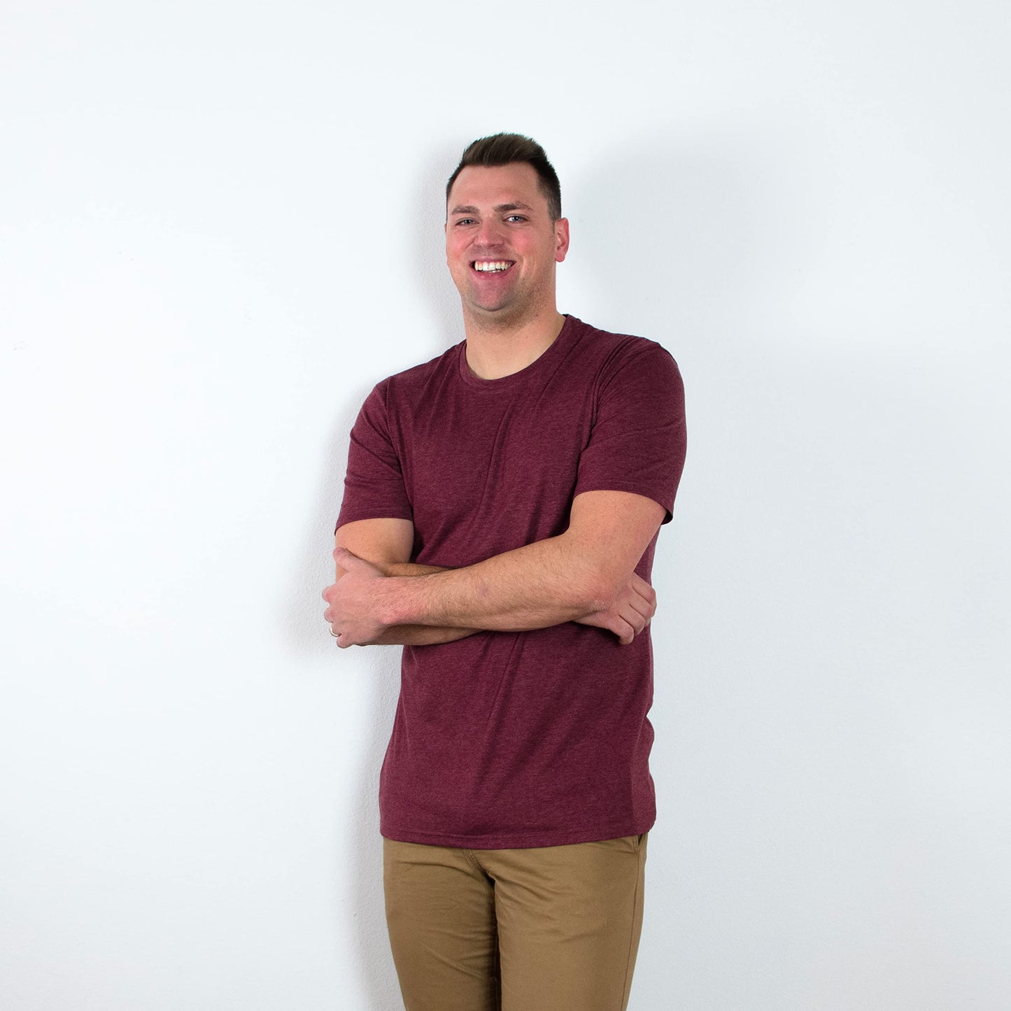 TallSlim Men's Tall Slim-Fit Short Sleeve Crewneck T-Shirt - Extra Long, Slim Fit, Preshrunk Easy Care, Red, Large