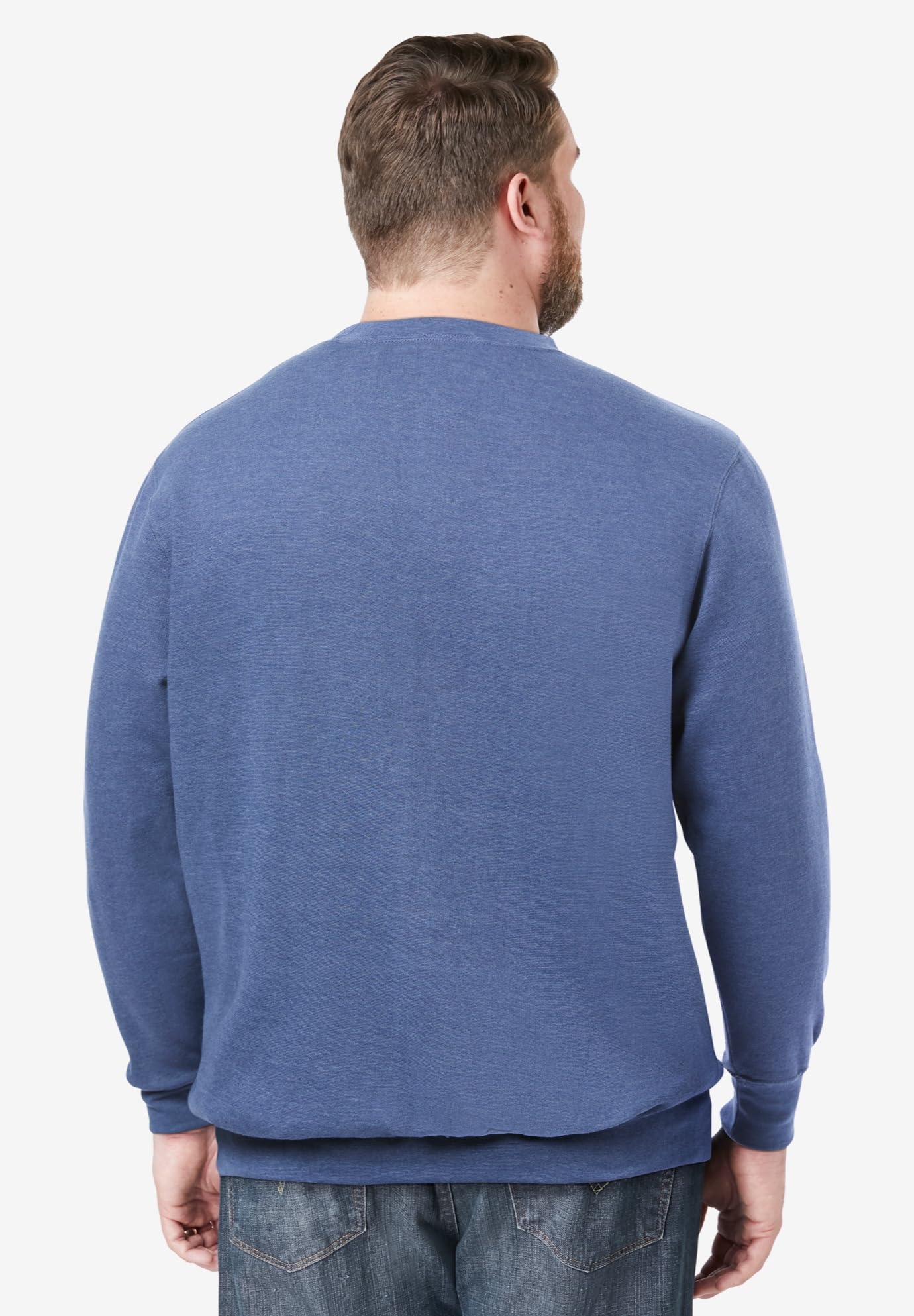 KingSize Men's Big & Tall Fleece Crewneck Sweatshirt - L, Heather Slate Blue