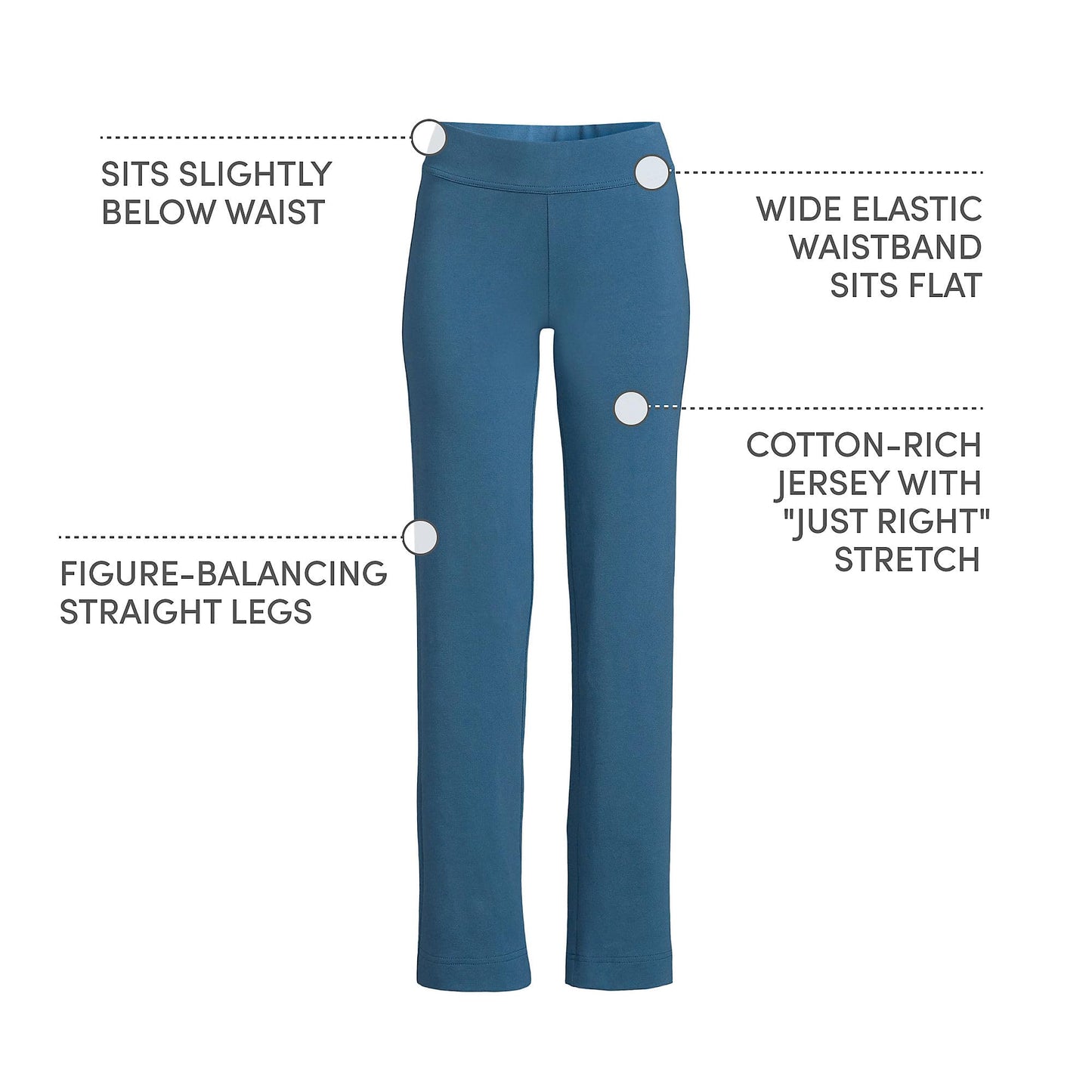 Lands' End Womens Starfish Straight Pants Evening Blue Tall X-Large