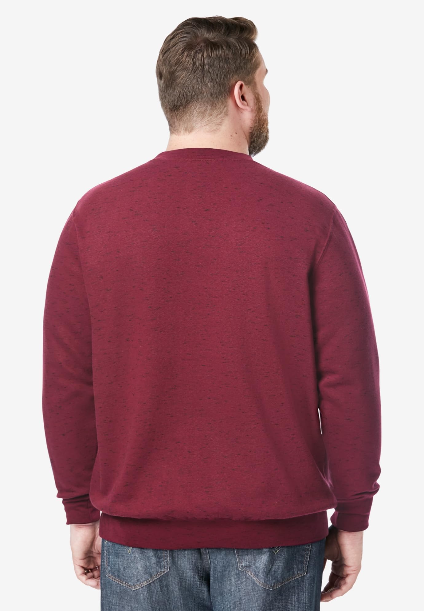 KingSize Men's Big & Tall Fleece Crewneck Sweatshirt - L, Burgundy Marl