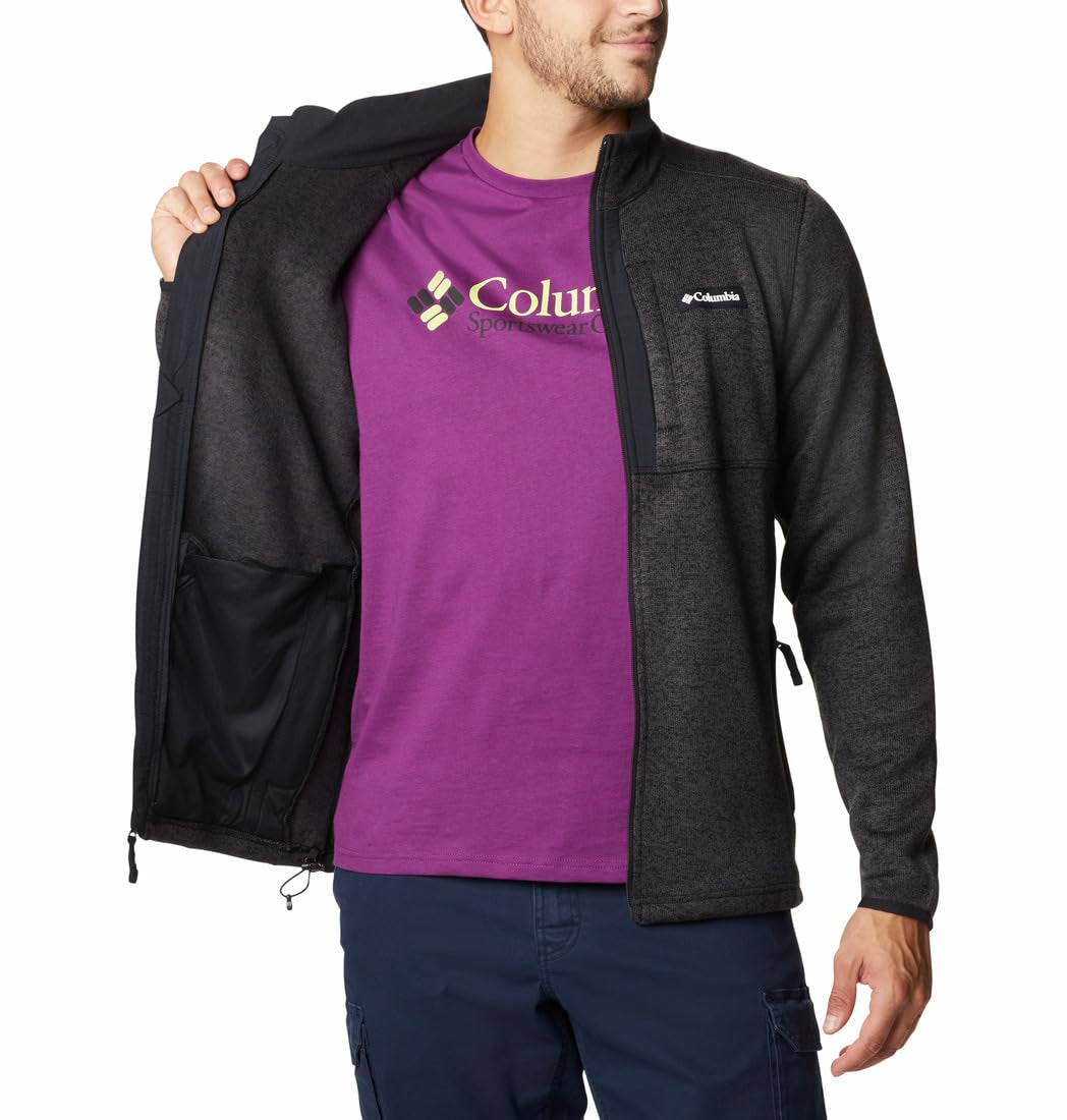 Columbia Men's Big & Tall Sweater Weather Full Zip, Black Heather, 3X Tall