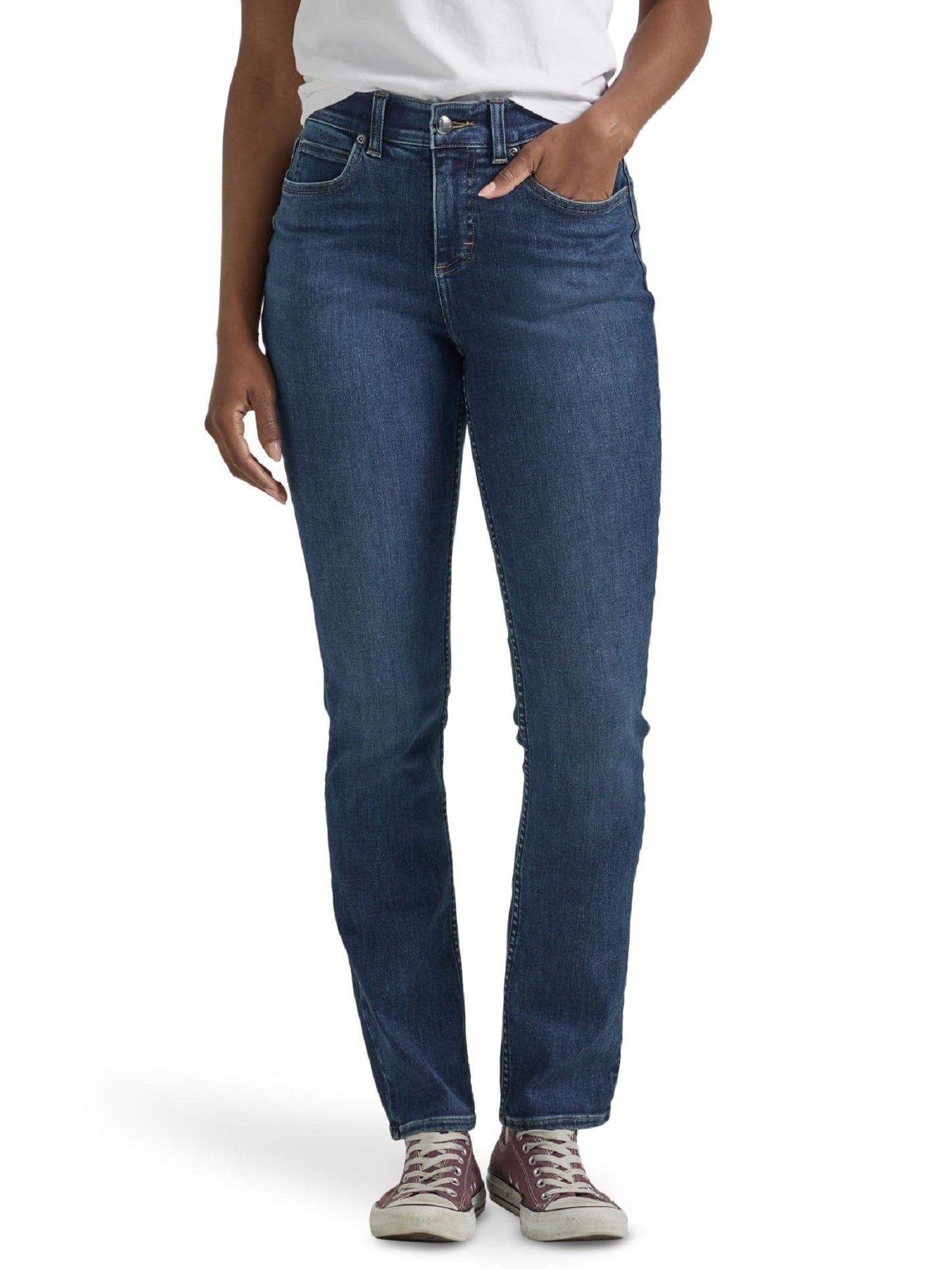 Lee Women's Ultra Lux Comfort with Flex Motion Straight Leg Jean, Greet The Day, 18 Long