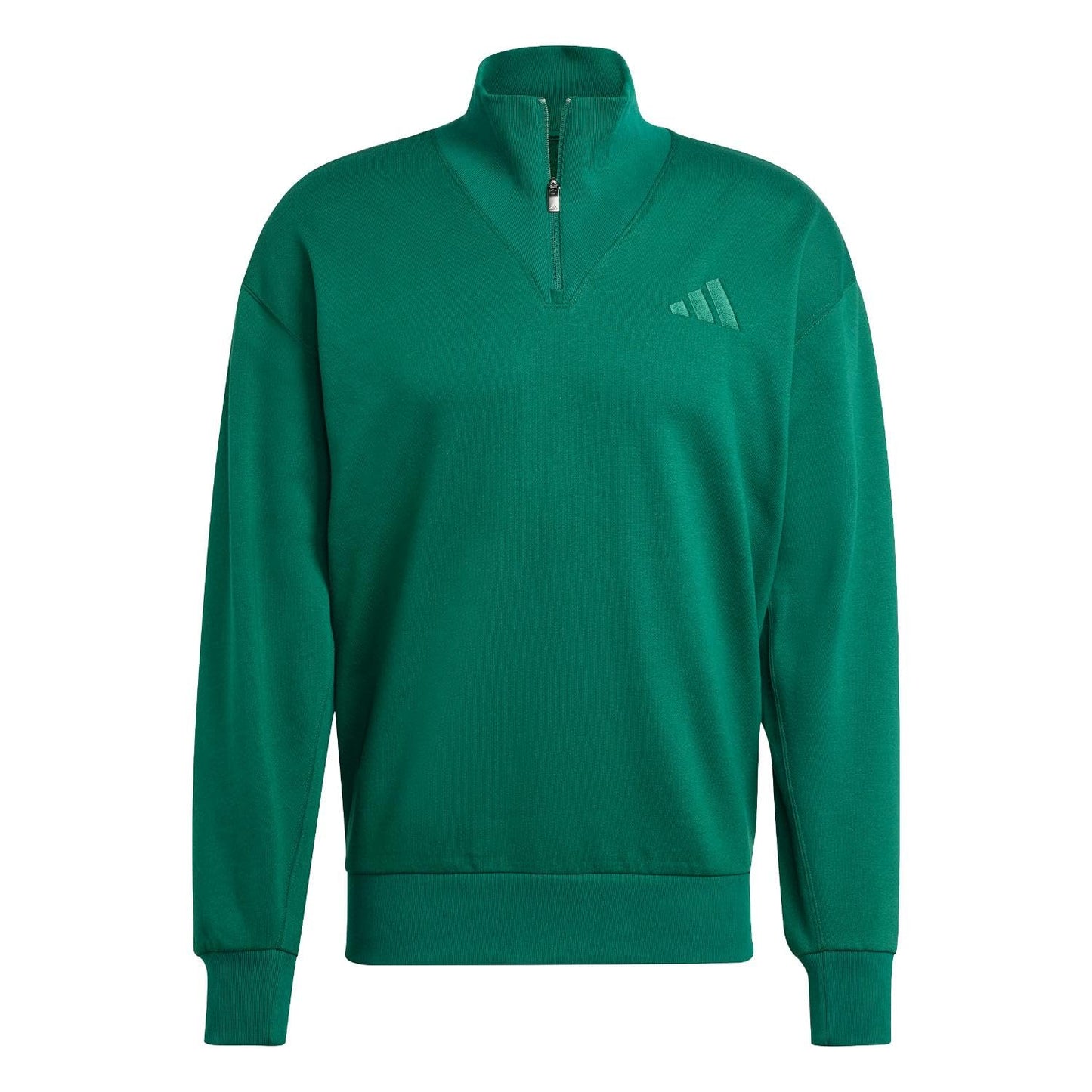 adidas Men's Tall Size All SZN Fleece Quarter-Zip Crewneck Swearshirt, Collegiate Green