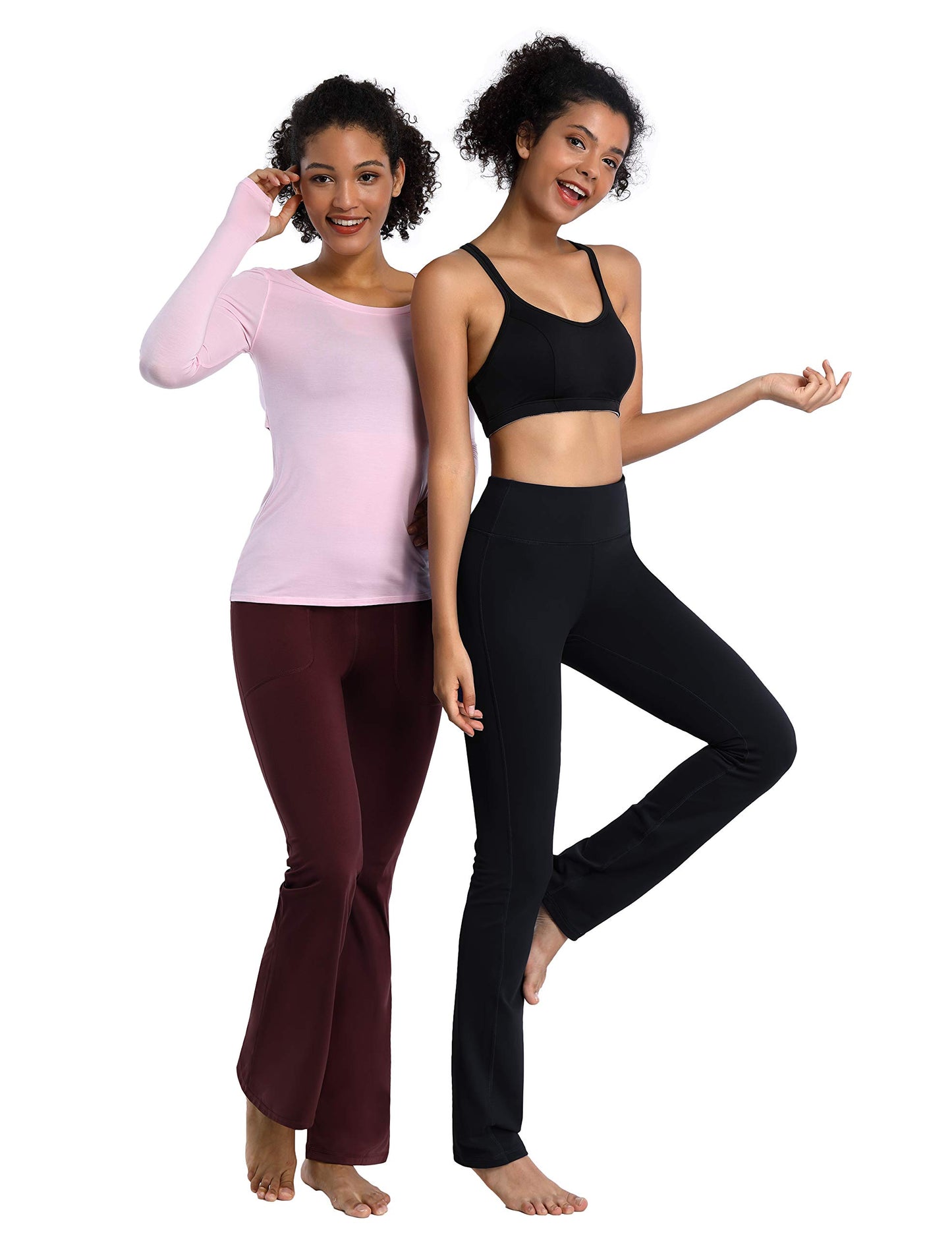 BUBBLELIME 29"/31"/33"/35" 4 Styles Women's Slim Fit Yoga Pants Tummy Control - Slim Fit_Black M_37" Inseam