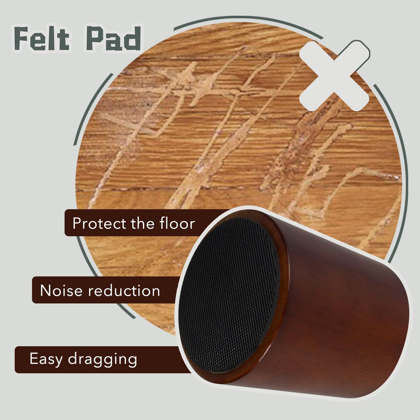 KOIKEY Furniture Raisers Bed Risers - 4 Inch Wooden Circle Heavy Duty Furniture Height Extenders Lifts for Sofa Couch Desk Chair Table Base Raising Space, Convenient Store and Cleaning, Pack of 4