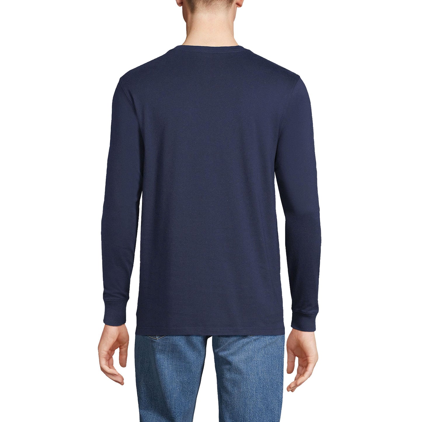 Lands' End Mens Long Sleeve Super-T Tee Radiant Navy Tall X-Large
