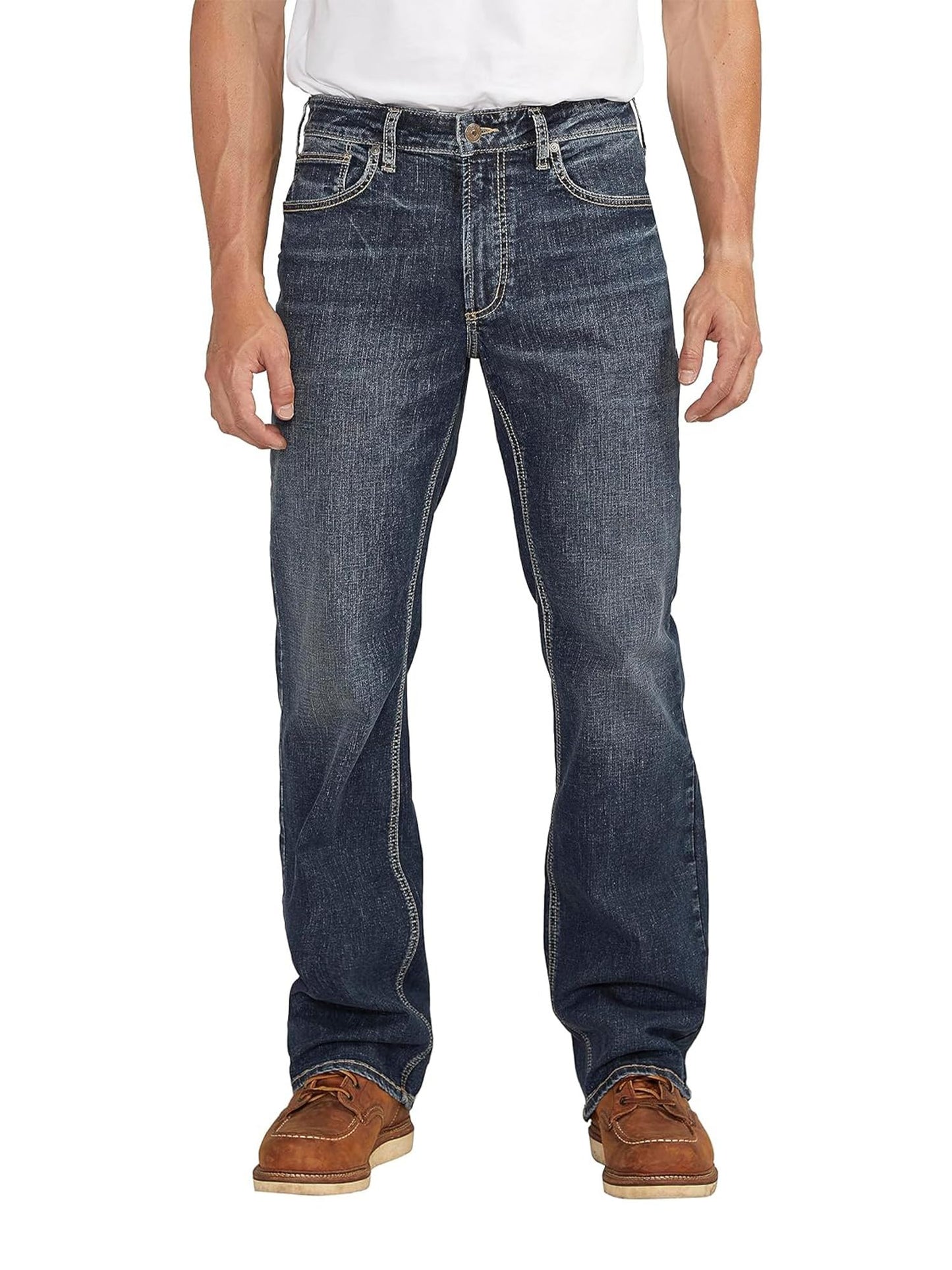 Silver Jeans Co. Men's Zac Relaxed Fit Straight Leg Jeans, Dark Wash SDK393, 29W x 36L