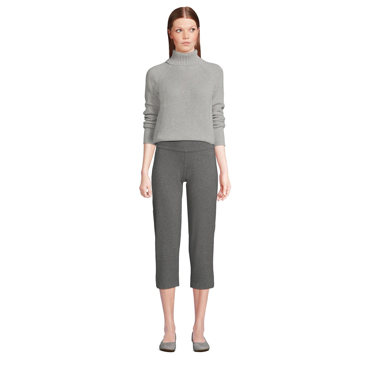 Lands' End Womens Starfish Crop Pants Charcoal Heather Tall Large