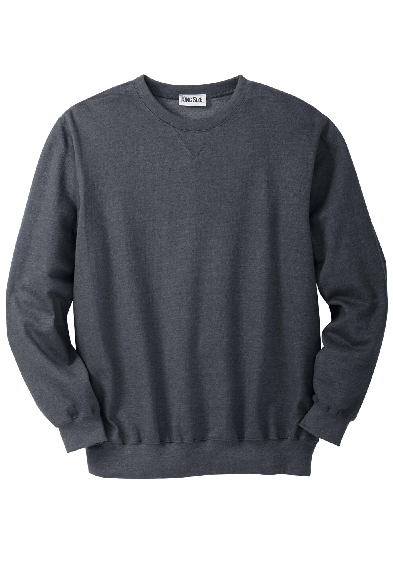 KingSize Men's Big & Tall Fleece Crewneck Sweatshirt - 6XL, Heather Charcoal
