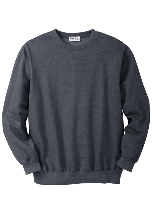 KingSize Men's Big & Tall Fleece Crewneck Sweatshirt - 6XL, Heather Charcoal