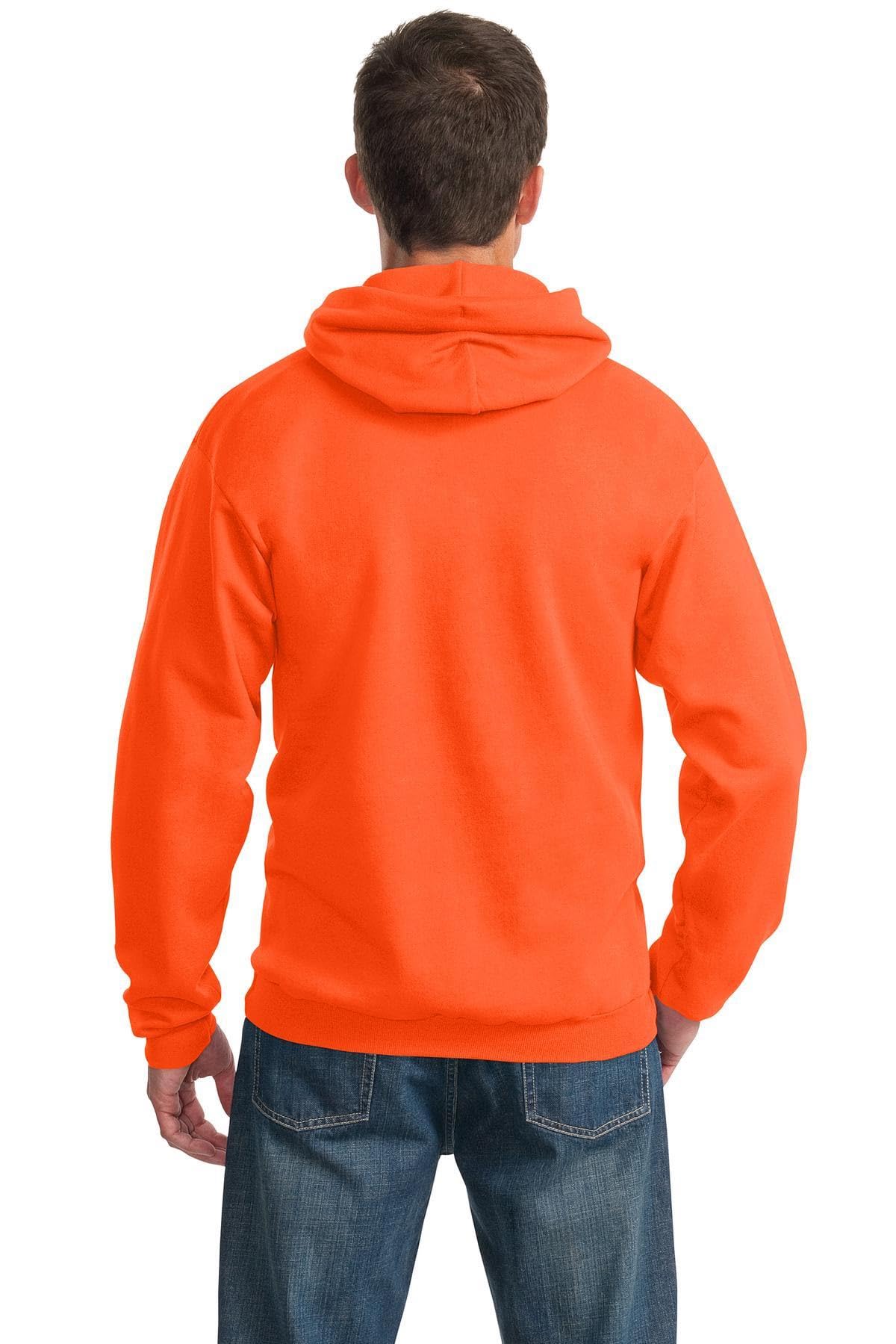 Port & Co TALL Essential Fleece Pullover Hooded Sweatshirt-PC90HT-4XLT-Safety Orange