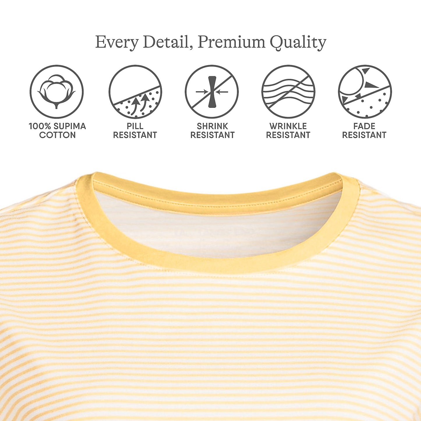 Lands' End Womens Short Sleeve Relaxed Supima Cotton Crew Neck T Shirt Simply Yellow Micro Stripe Tall Large