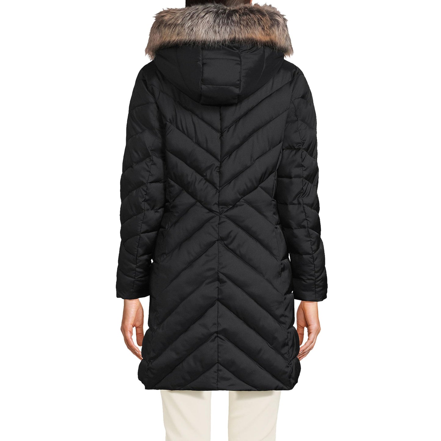 Lands' End Womens Plush Lined Insulated Coat Black Tall Large