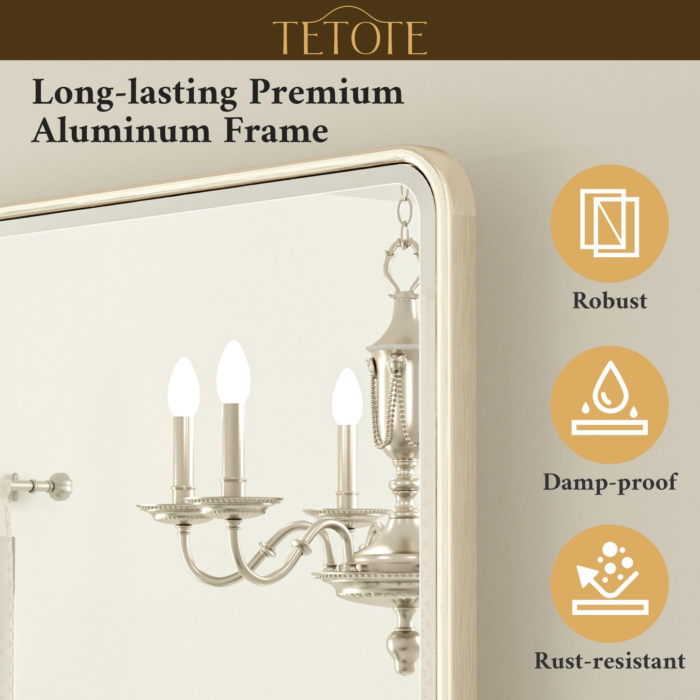 TETOTE Pivot Bathroom Mirror Brushed Nickel 30 x 36 Tilting Beveled Rectangle Metal Framed Mirror, Farmhouse Adjustable Tilt Rounded Corner Vanity Mirror, Horizontal/Vertical, Easy to Install