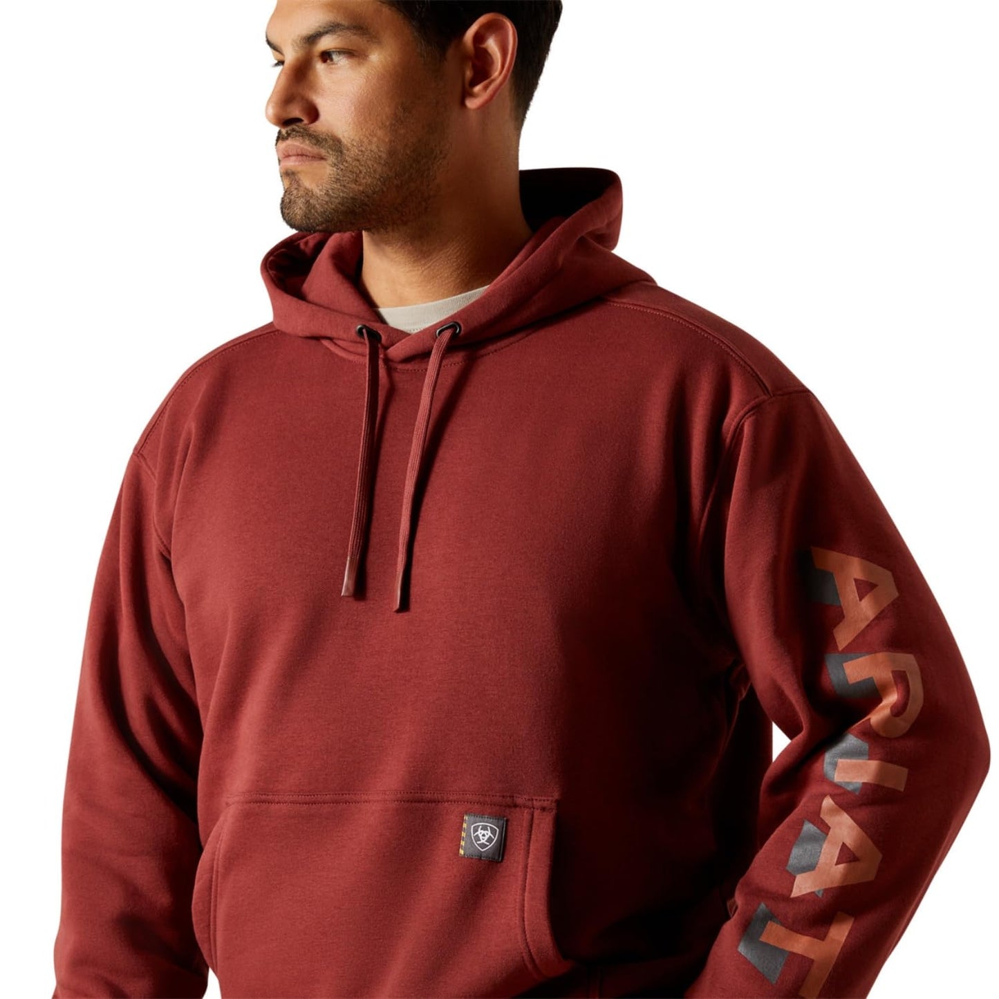 Ariat Rebar Lightweight Logo Hoodie, Madder Brown, X-Large Tall