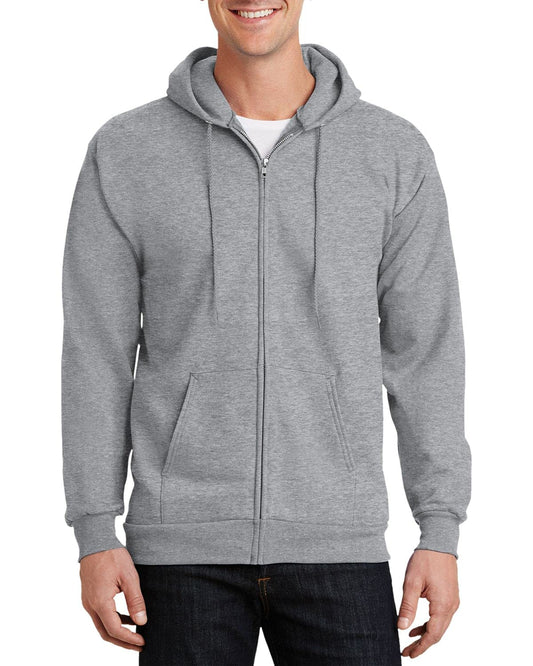 JustBlanks Mens Long Sleeve Hooded Sweatshirt Heavyweight Full-Zip Fleece Hoodie Sweatshirt for Men - Athletic Heather - LT