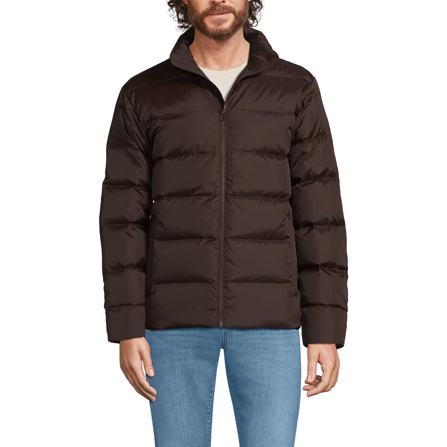 Lands' End Men's Tall Max 600 Down Puffer Jacket X-Large Rich Coffee