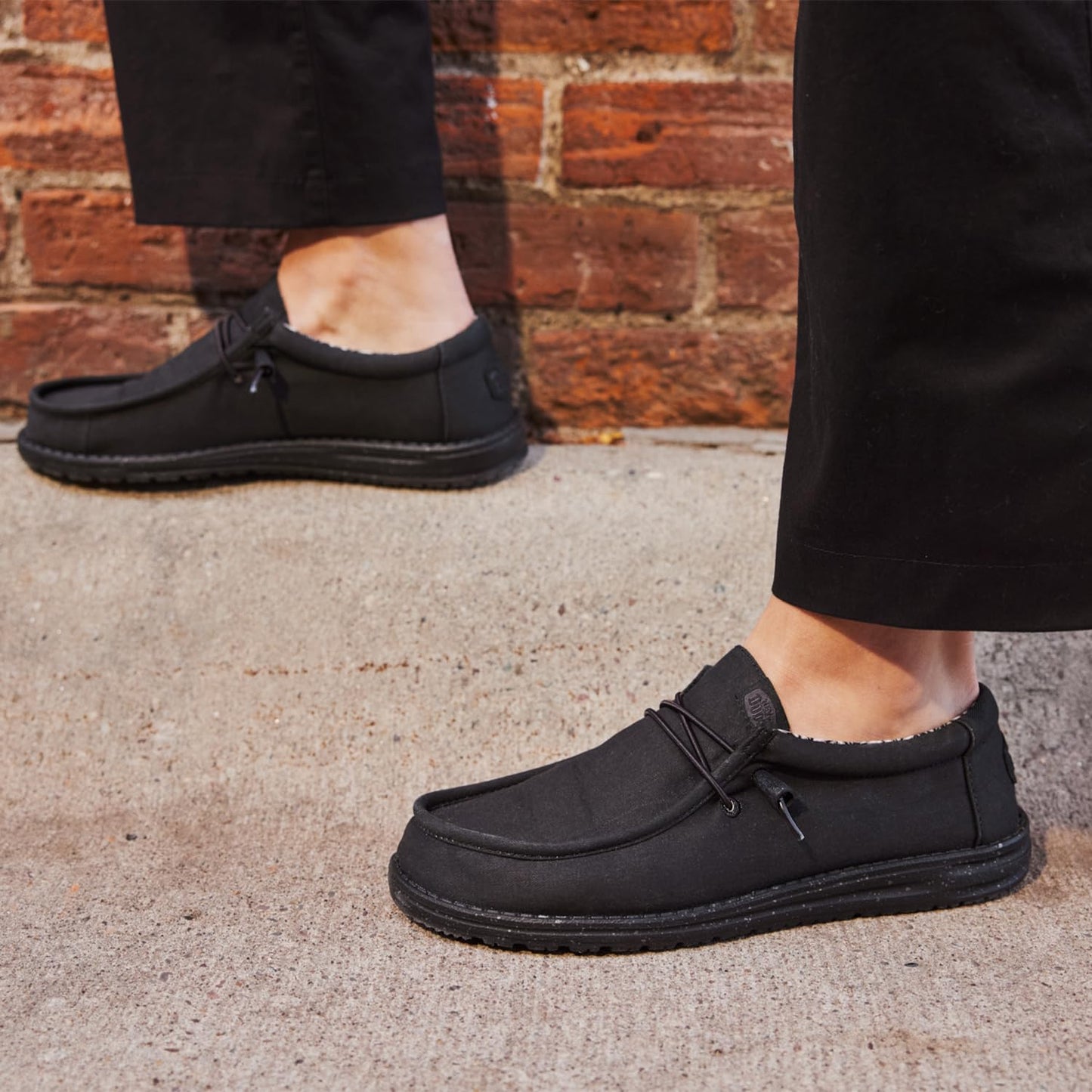 HEYDUDE Men's Wally Stretch Canvas Black/Black Size 15 | Men's Shoes | Men Slip-on Loafers | Comfortable & Light-Weight