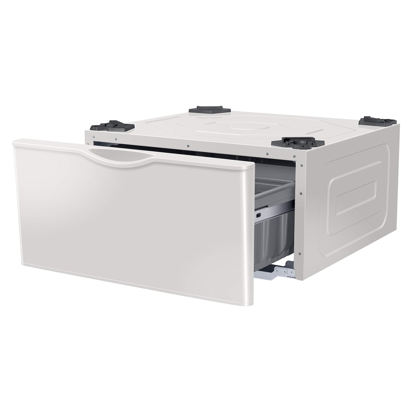 SAMSUNG 27-Inch Washer Dryer Pedestal Stand w/ Pull Out Laundry Storage Drawer, Stainless Steel, WE402NE/A3, 28.1"D x 27"W x 14.2"H, Ivory