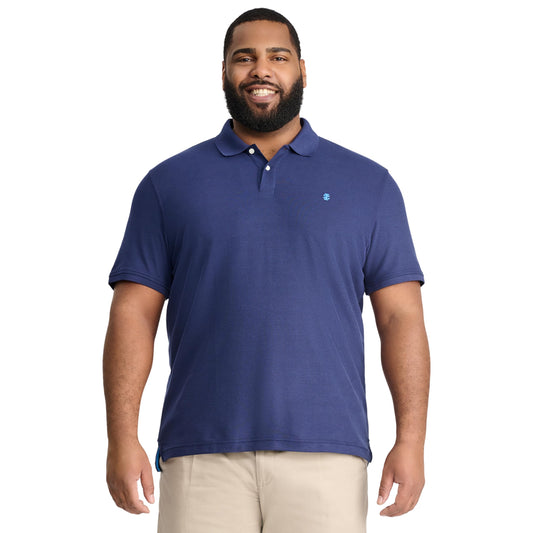 IZOD Men’s Big-and-Tall Advantage Performance Short-Sleeve Solid Polo Shirt, Peacoat, Large