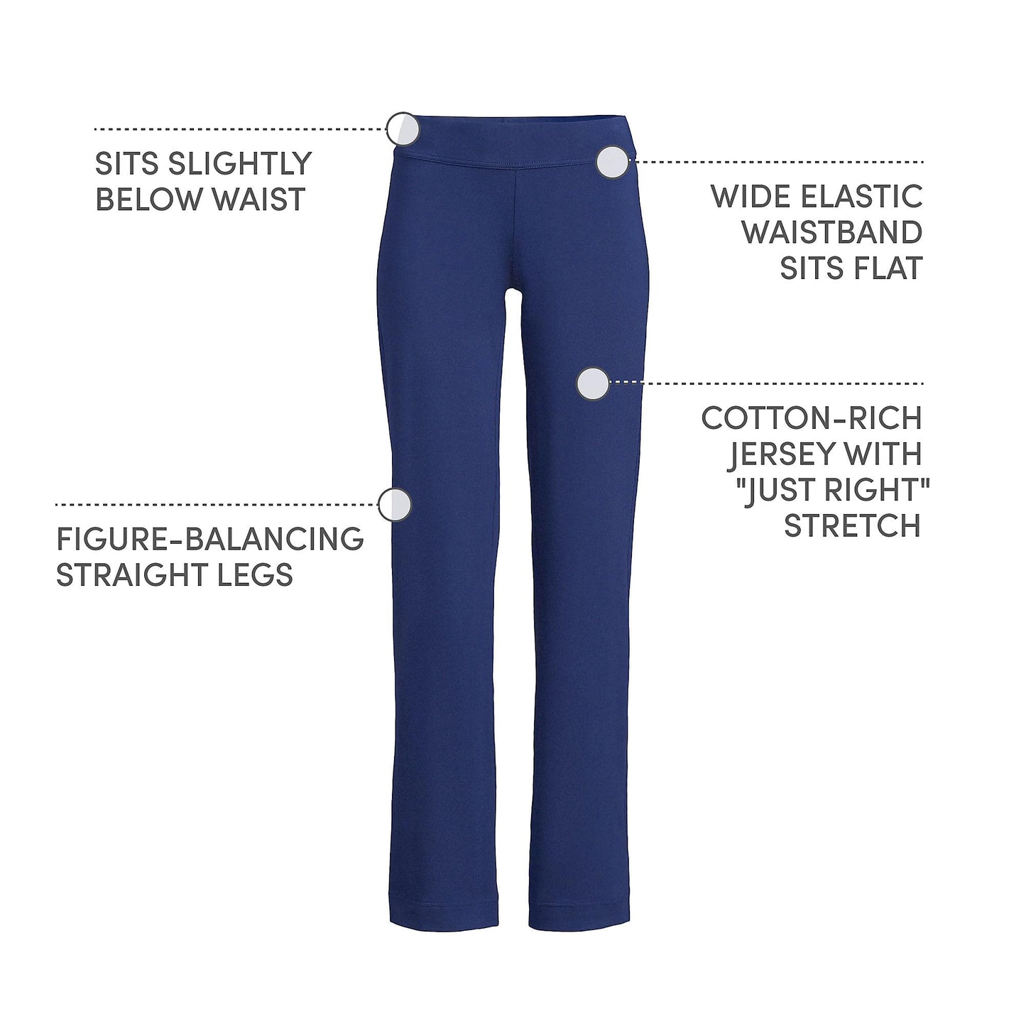 Lands' End Womens Starfish Straight Pants Deep Sea Navy Tall Small
