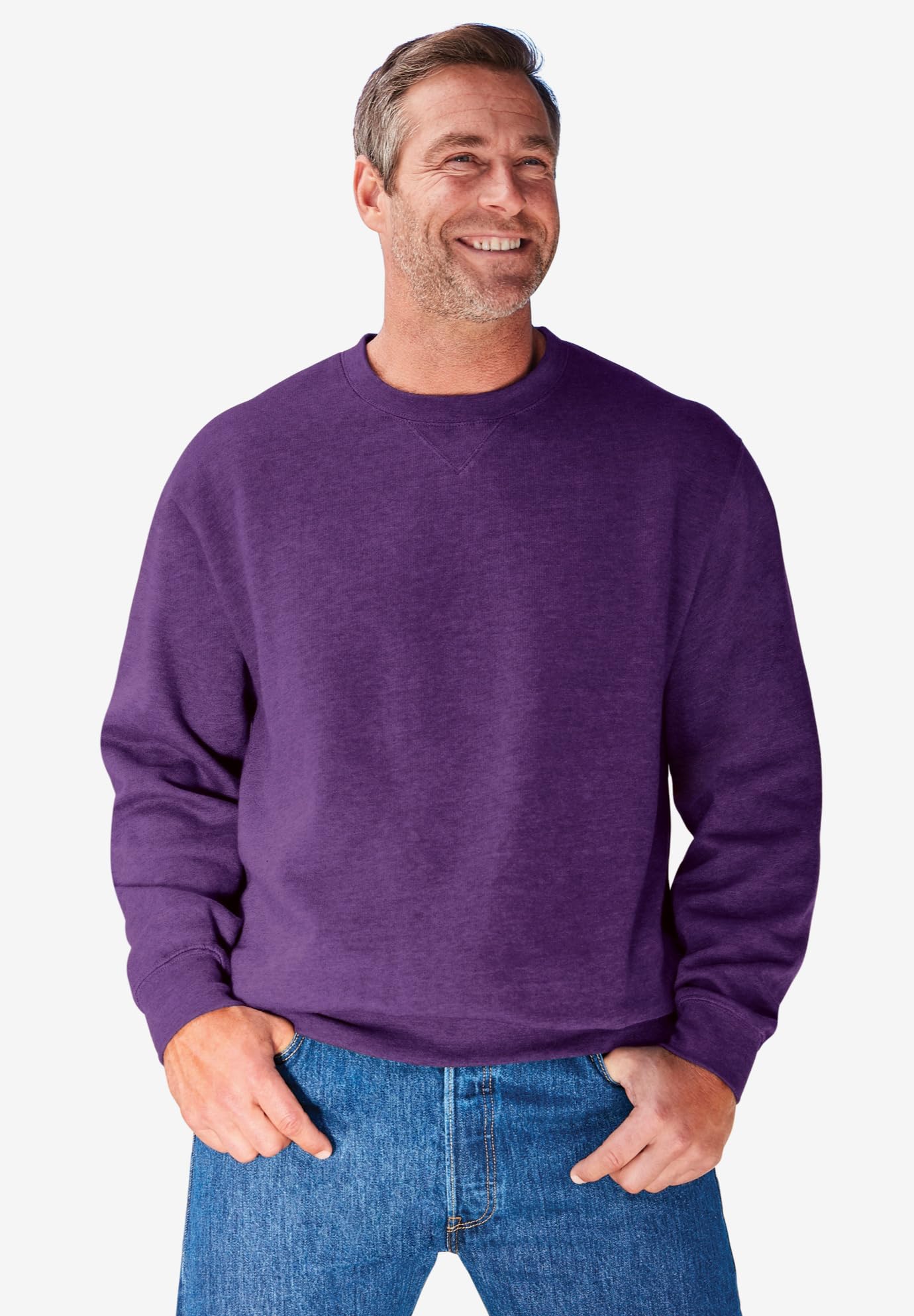 KingSize Men's Big & Tall Fleece Crewneck Sweatshirt - L, Heather Charcoal