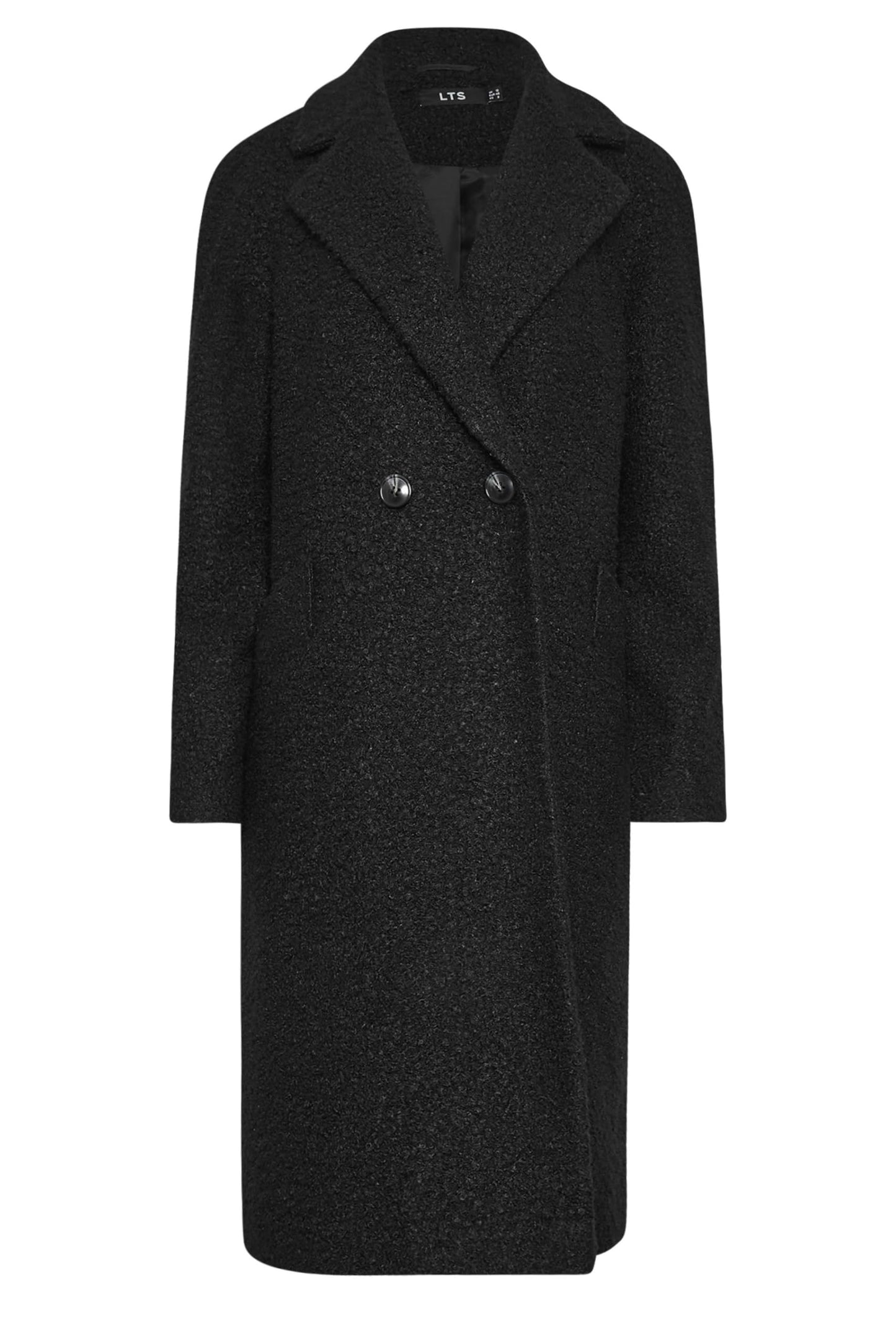 Long Tall Sally Lts Tall Boucle Wrap Midi Coat Black