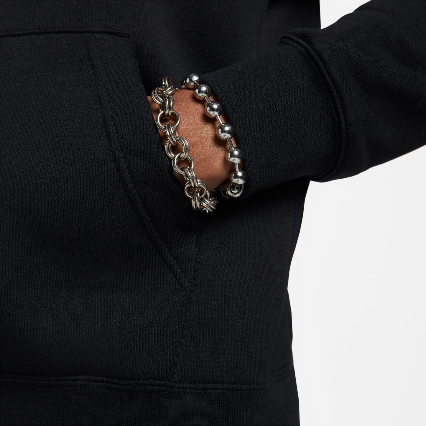 Nike Pull Over Hoodie, Black/Black/White, Medium-T