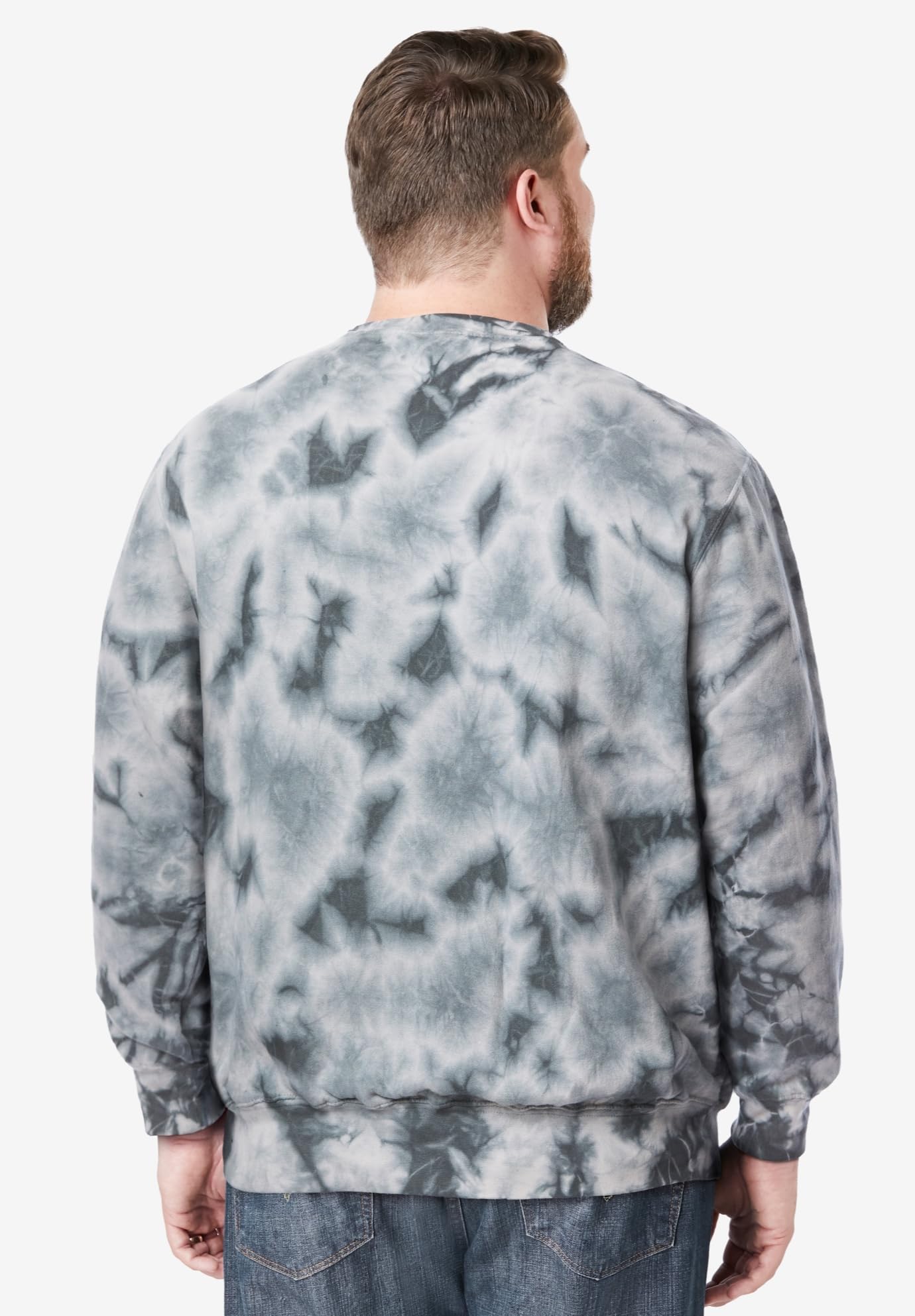 KingSize Men's Big & Tall Fleece Crewneck Sweatshirt - 4XL, Steel Marble