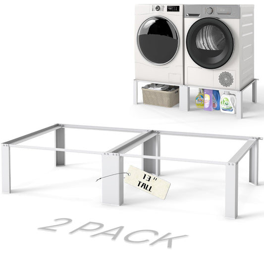 Murago Washer Dryer Pedestal Stand, Laundry Pedestal Set, Universal Design Fits all Major Brands, Heavy Duty Frame, Thick Anti Vibration Pads, White