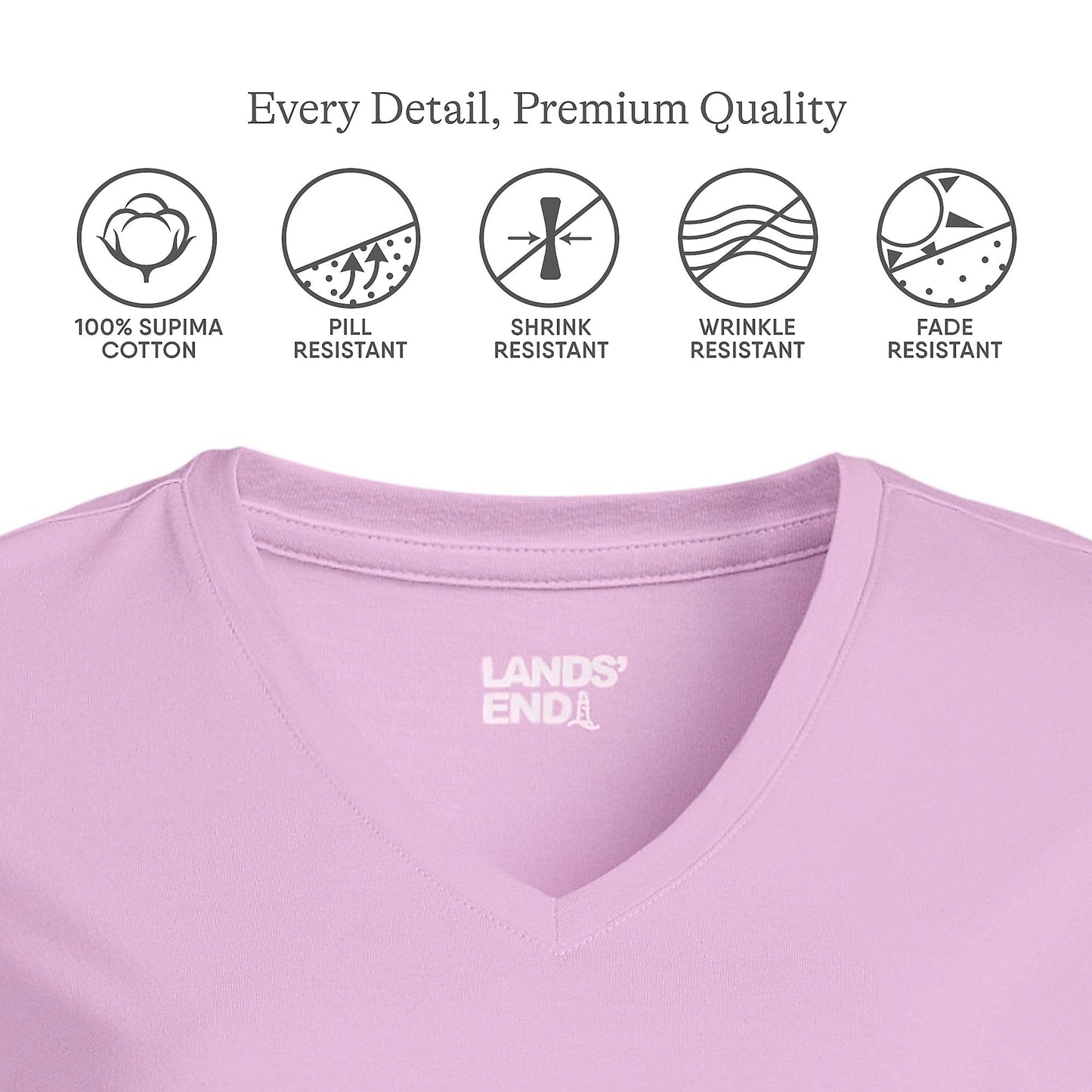 Lands' End Womens SS Relaxed Supima V Neck T Shirt Wild Lilac Tall Small