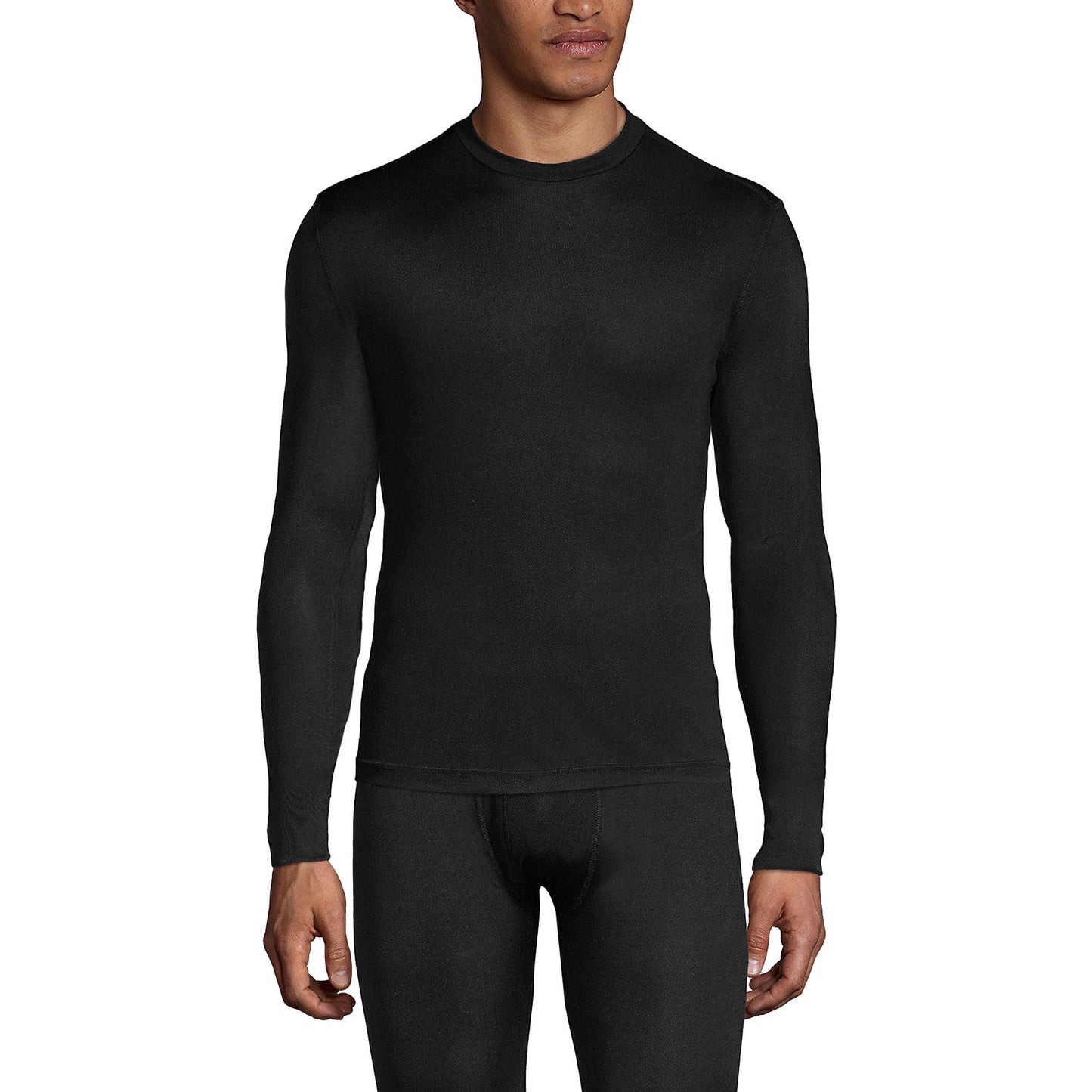 Lands' End Mens Silk Interlock Crew Black Tall Medium