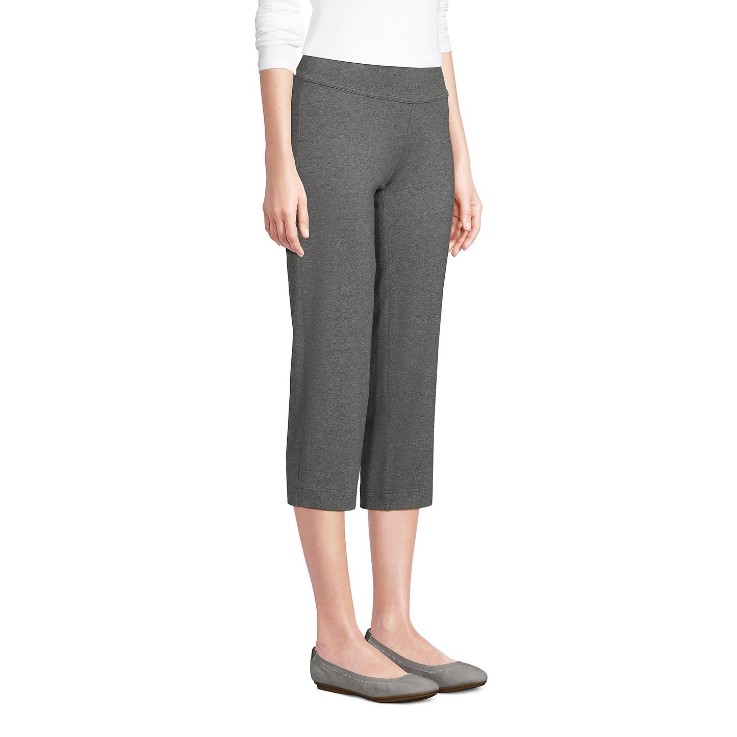 Lands' End Womens Starfish Crop Pants Charcoal Heather Tall Large