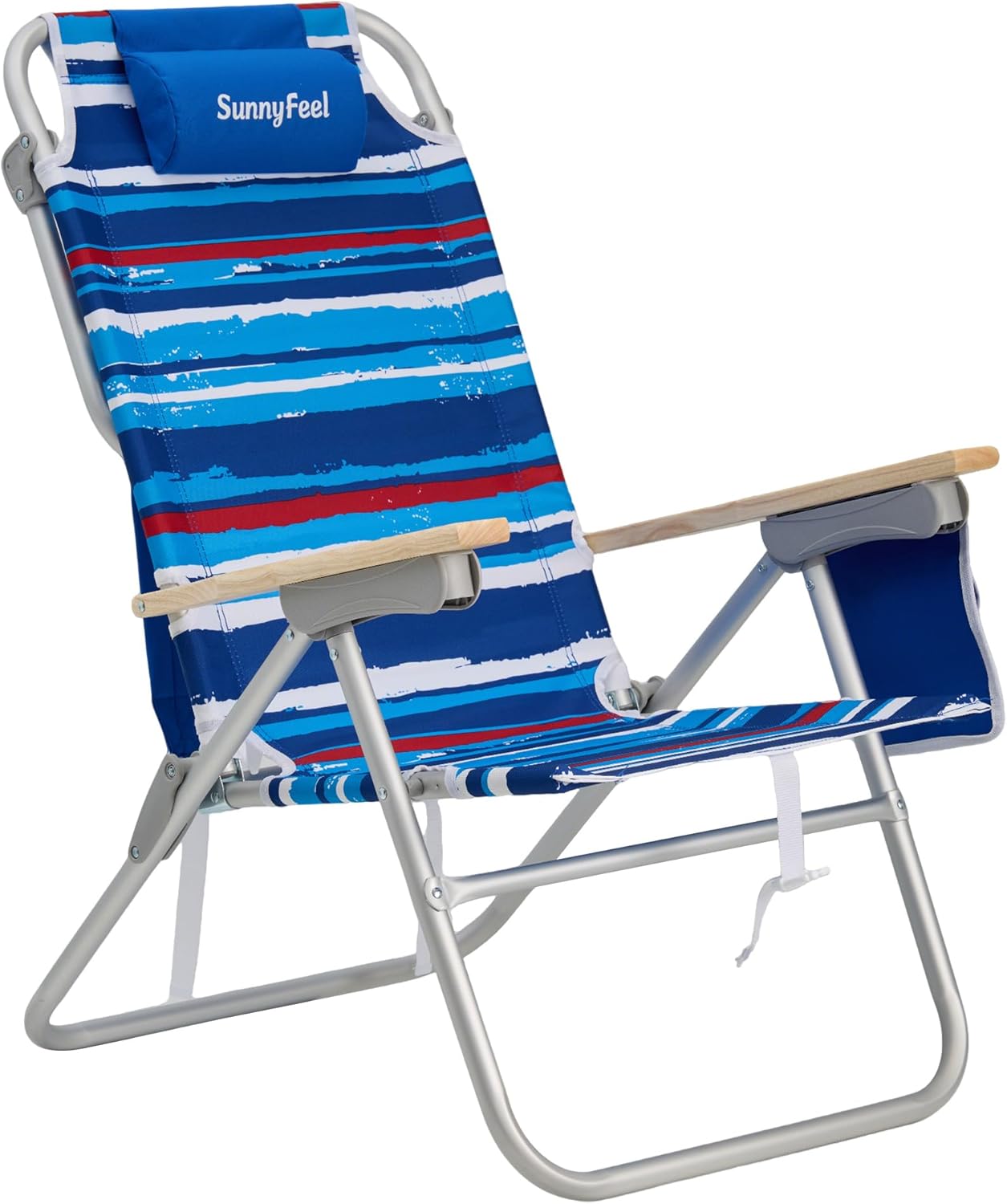 SUNNYFEEL Oversized Tall Folding Beach Chair Lightweight, 17" Portable Sand Chair for Adults Heavy Duty 500 LBS with Cup Holders